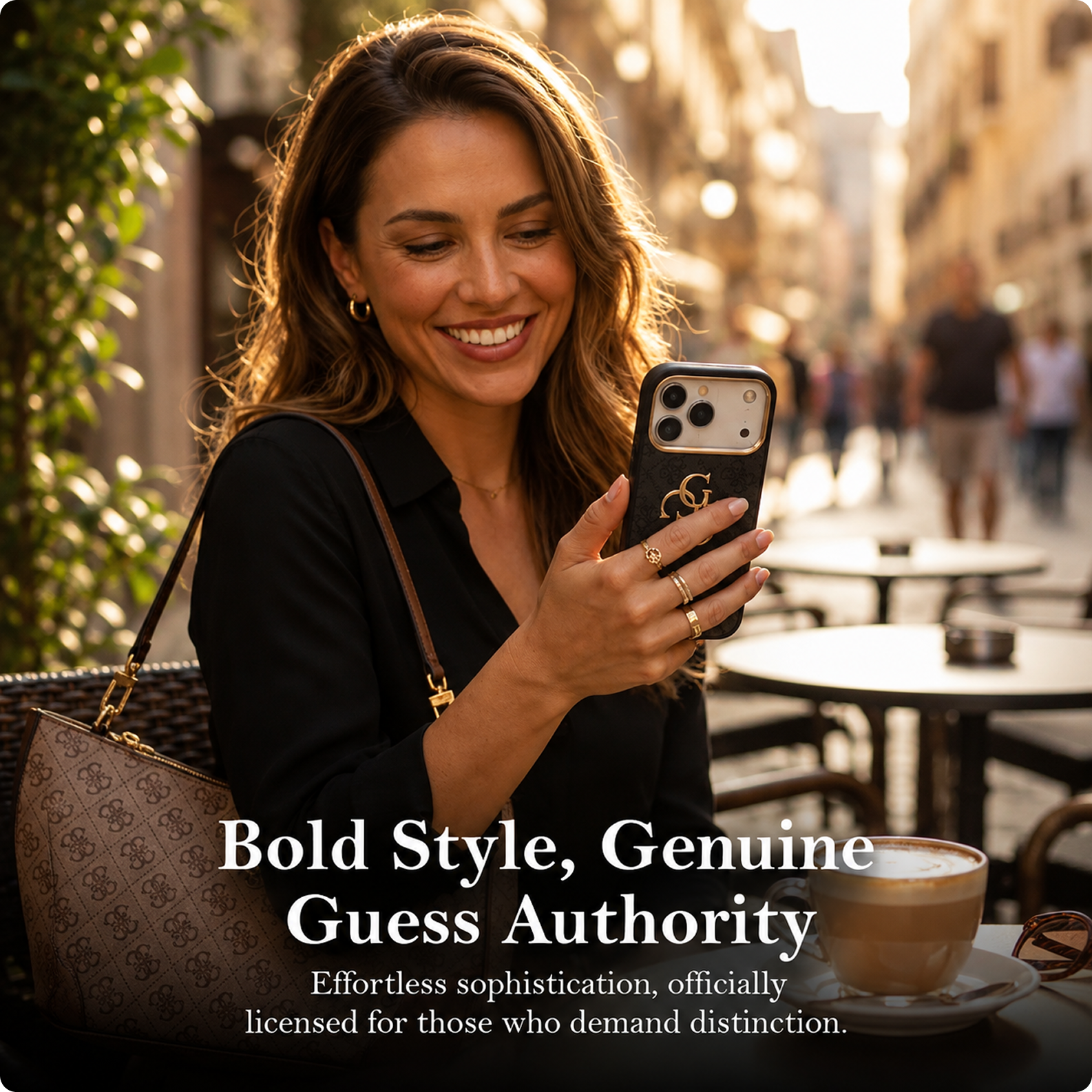 CG MOBILE Guess [Official Licensed] Protective Case Designed for iPhone 17 Pro Max | 4G Pu Leather Case with Big 4G & Classic Logo & Gold Metal Camera Frame -Black