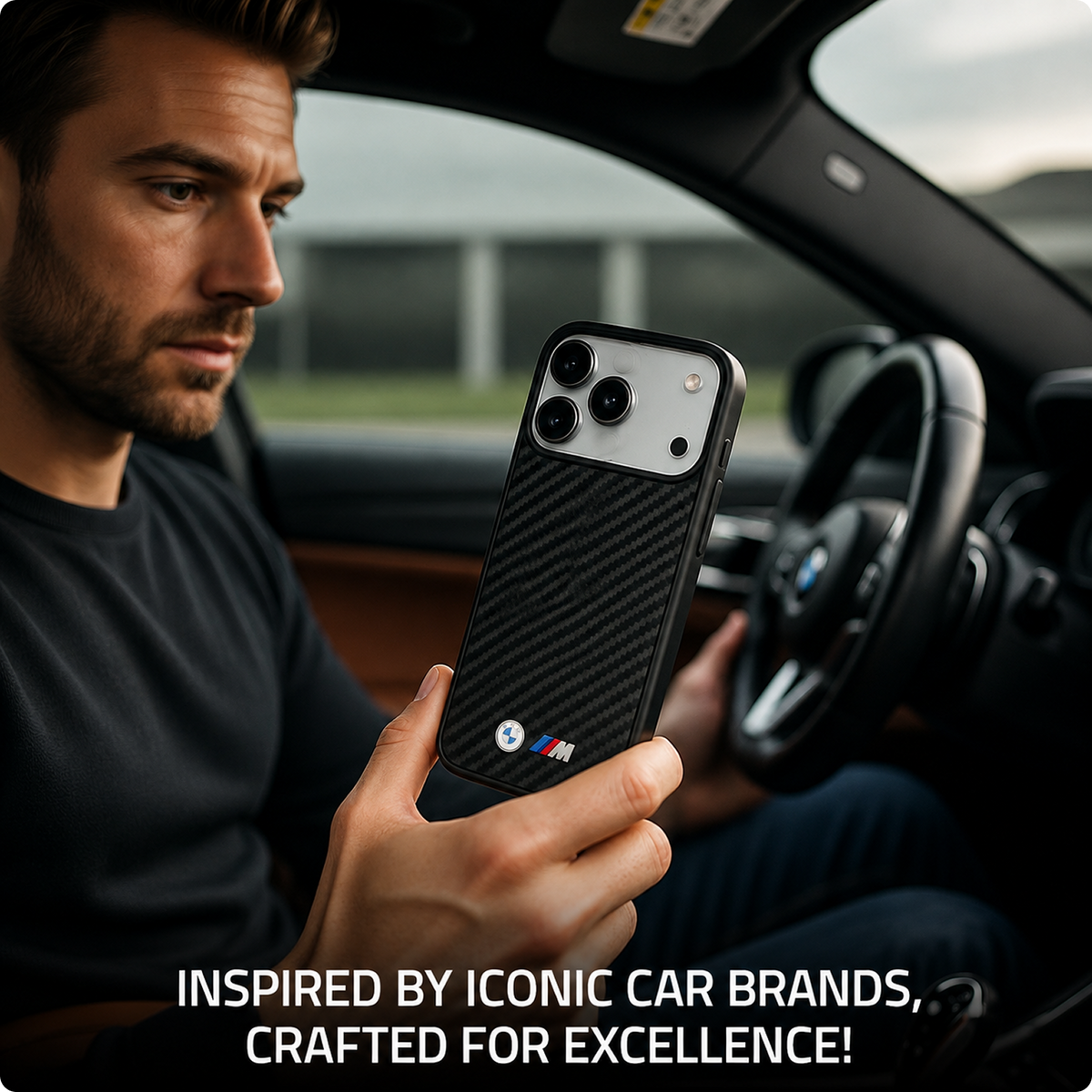 CG MOBILE BMW [Official Licensed] Protective Case Designed for iPhone 17 Pro Max |Magnetic Compatible|M Collection|Kevlar Matt Case with Metal Logos -Black