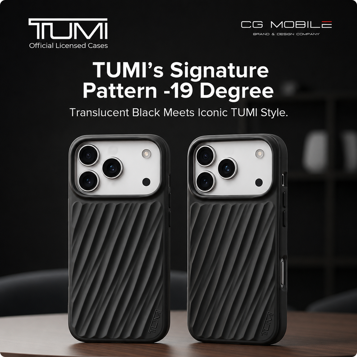 CG MOBILE TUMI [Official Licensed] Protective Case Designed for iPhone 17 Pro Max | Magnetic Compatible | Transparent Pc/TPU 19 Degree Case - Matte Black