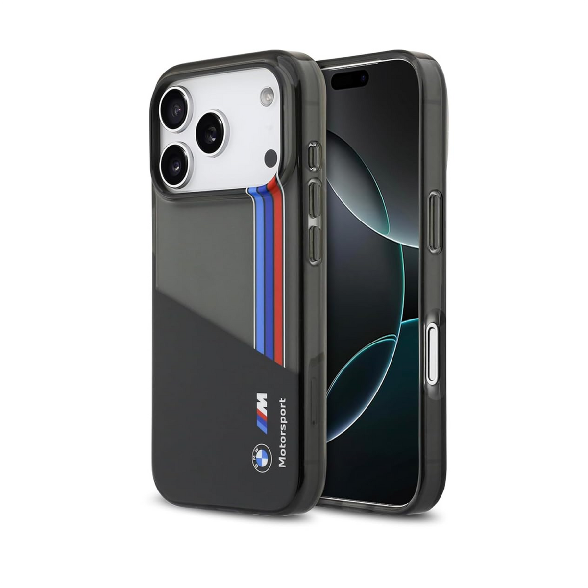 CG MOBILE BMW [Official Licensed] Protective Case Designed for iPhone 17 Pro Max |Motorsport Collection|IML Printed Case with Vertical Stripes - Black