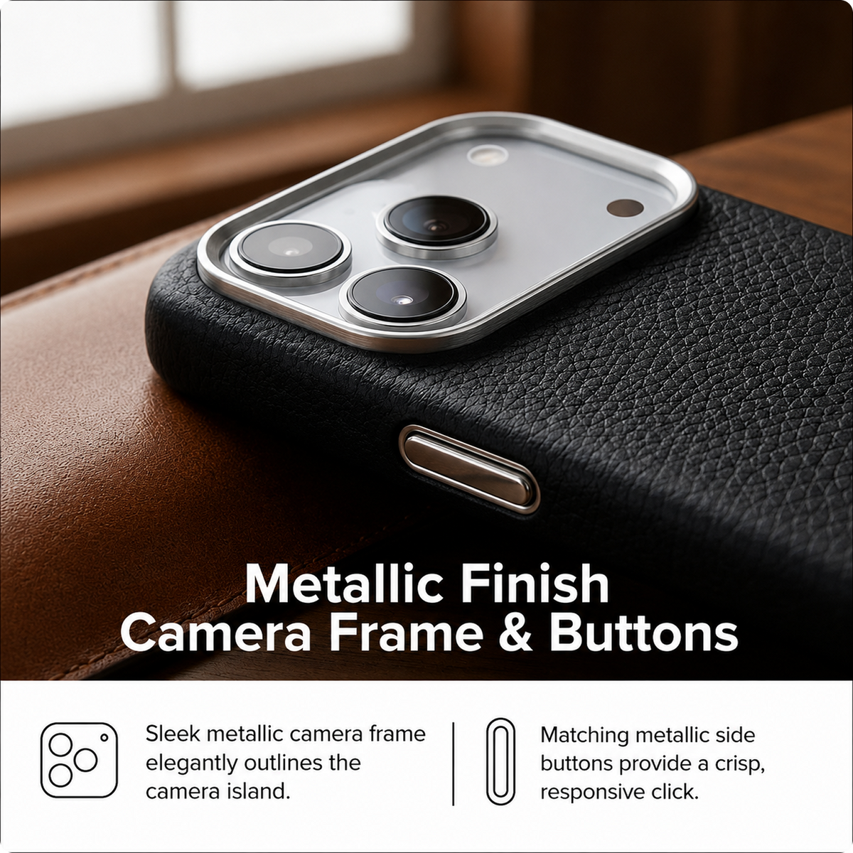 CG MOBILE TUMI [Official Licensed] Protective Case Designed for iPhone 17 Pro Max |Magnetic Compatible| Grained Genuine Leather Case - Black