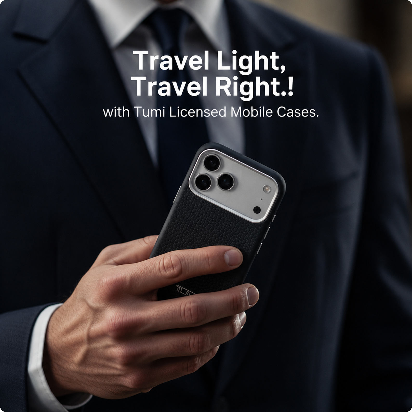 CG MOBILE TUMI [Official Licensed] Protective Case Designed for iPhone 17 Pro Max |Magnetic Compatible| Grained Genuine Leather Case - Black