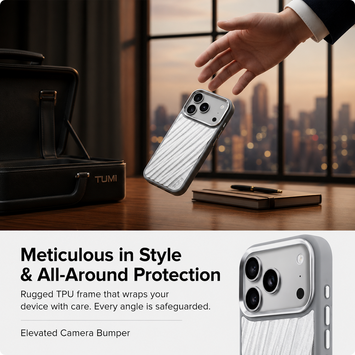 CG MOBILE TUMI [Official Licensed] Protective Case Designed for iPhone 17 Pro Max (2025) | HC Aluminum 19 Degree Case - Silver