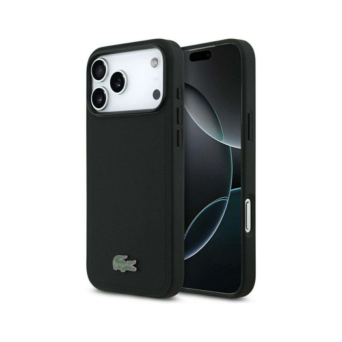 CG MOBILE Lacoste [Official Licensed] Protective Case Designed for iPhone 17 Pro Max (2025) | Magnetic Compatible| Petit Pique PVC Lacquer Logo - Black