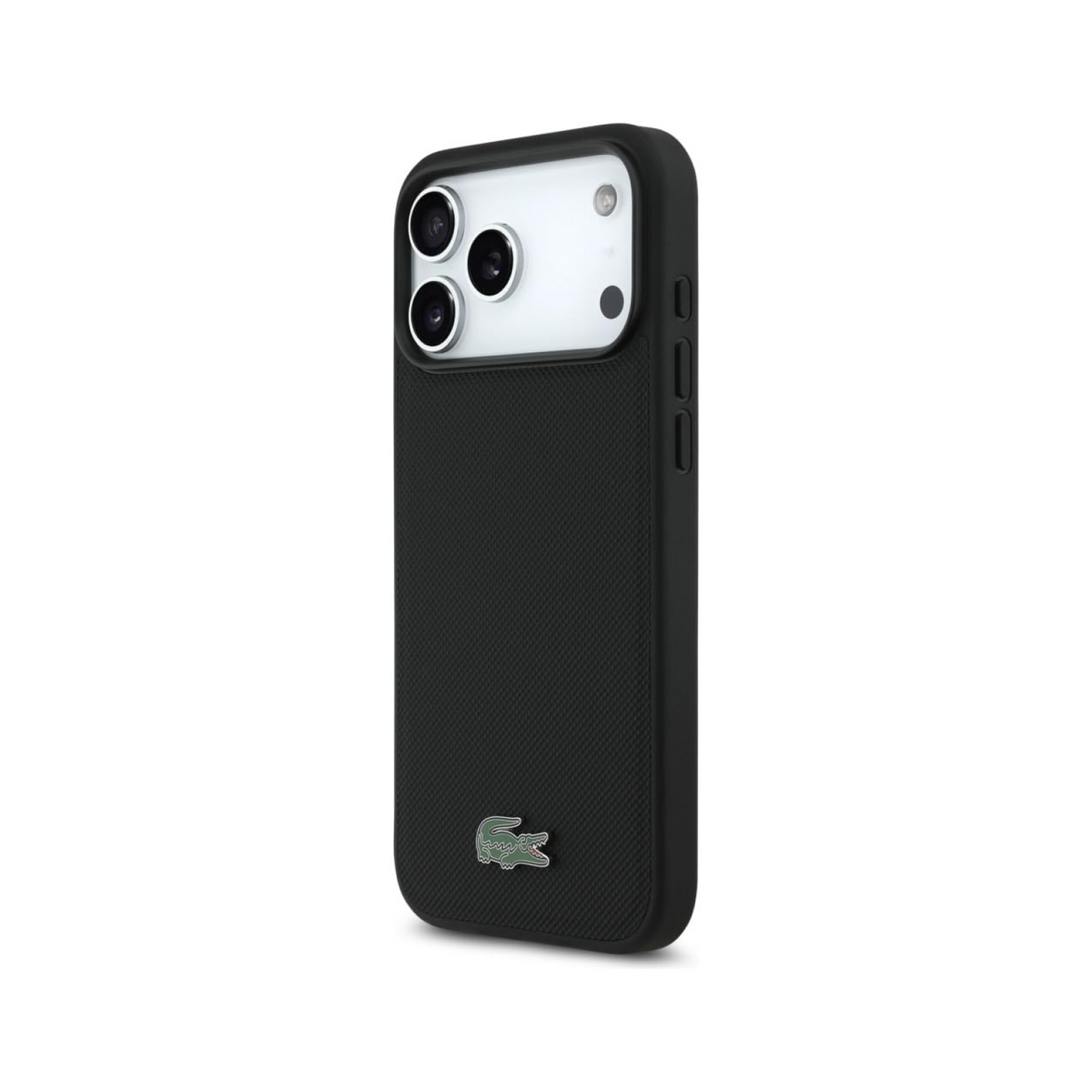 CG MOBILE Lacoste [Official Licensed] Protective Case Designed for iPhone 17 Pro Max (2025) | Magnetic Compatible| Petit Pique PVC Lacquer Logo - Black