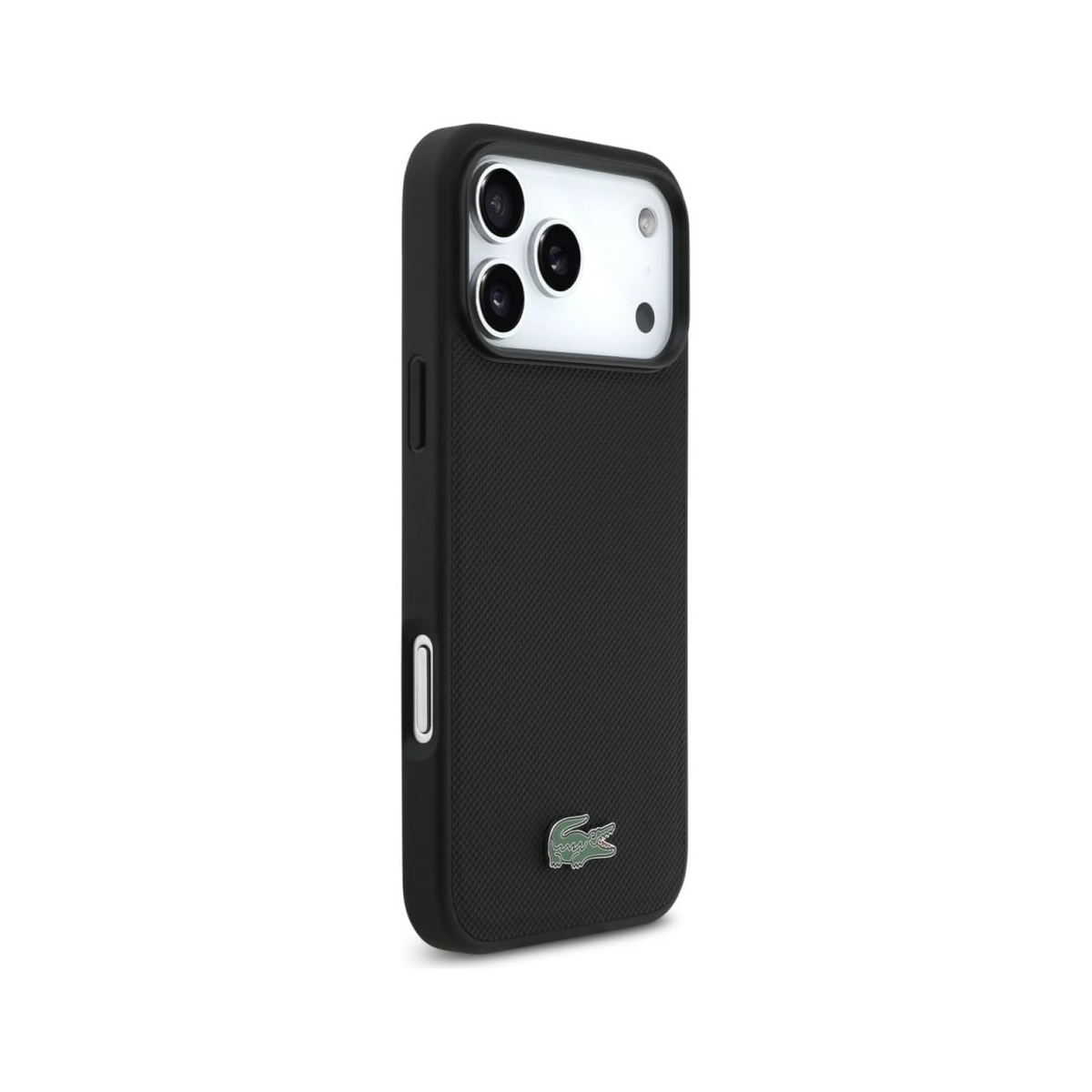 CG MOBILE Lacoste [Official Licensed] Protective Case Designed for iPhone 17 Pro Max (2025) | Magnetic Compatible| Petit Pique PVC Lacquer Logo - Black