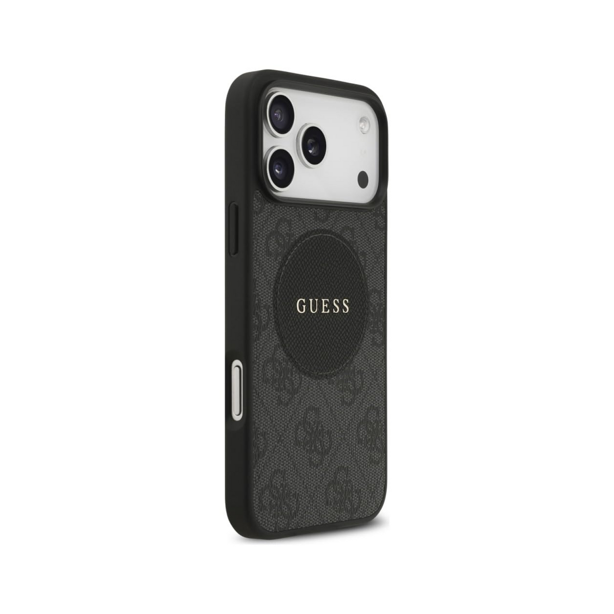 CG MOBILE Guess [Official Licensed] Protective Case Designed for iPhone 17 Pro Max |Magnetic Compatible |PU Case 4G Circle with Classic Logo - Black