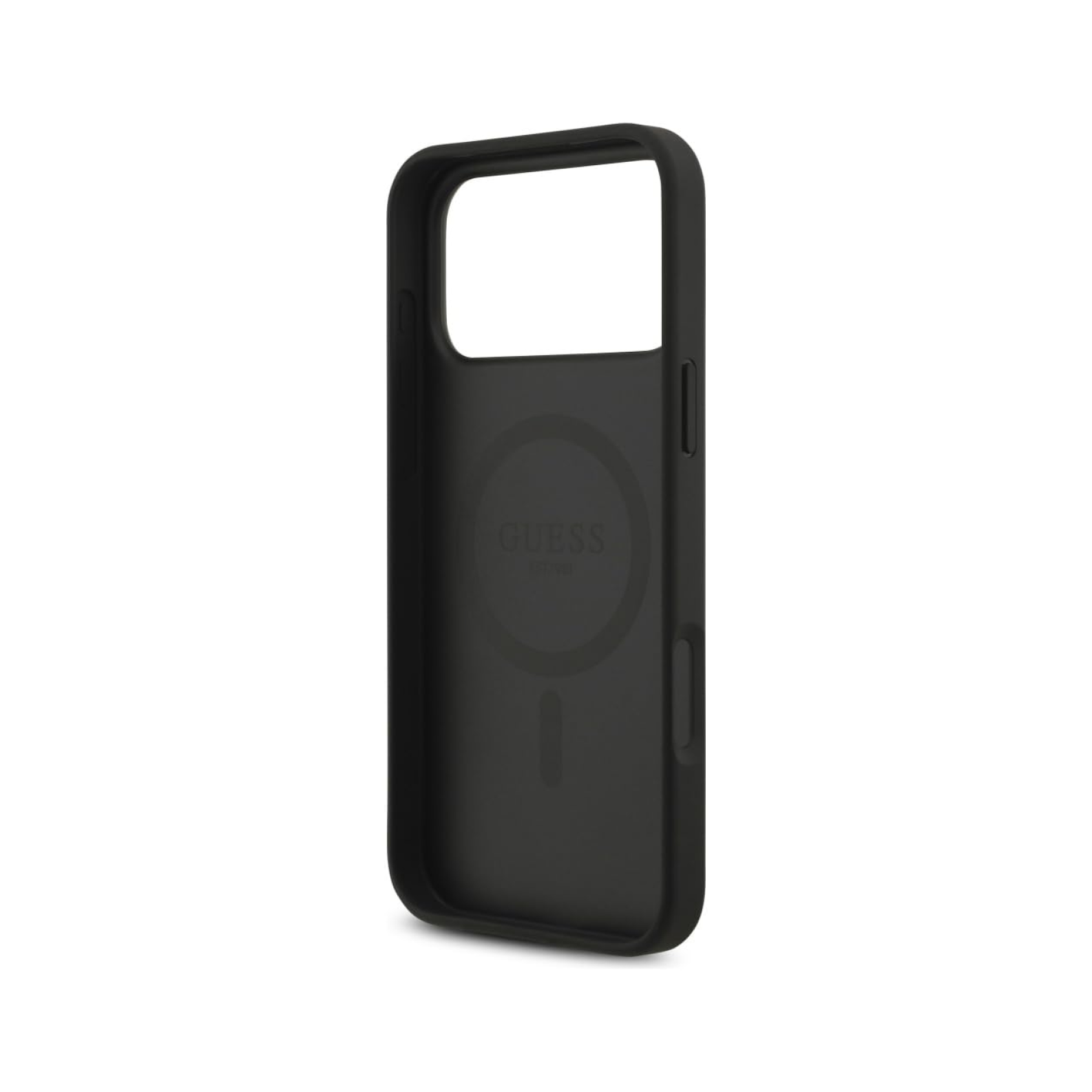 CG MOBILE Guess [Official Licensed] Protective Case Designed for iPhone 17 Pro Max |Magnetic Compatible |PU Case 4G Circle with Classic Logo - Black