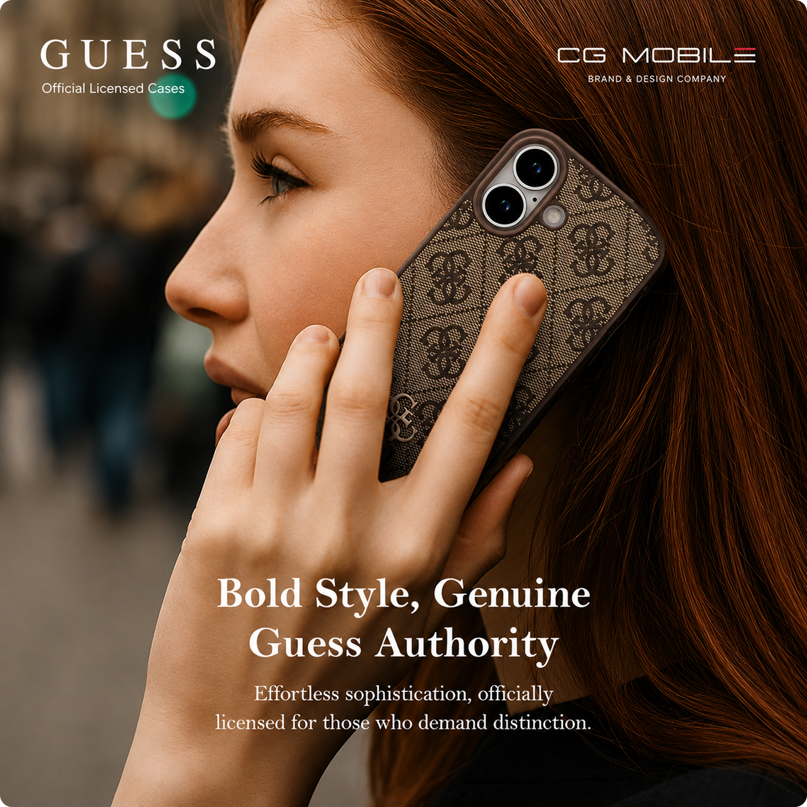 CG MOBILE Guess Protective Case Designed for iPhone 17 |Magnetic Compatible|4G Pu Leather Case with Small 4G & Classic Metal Logos -Brown