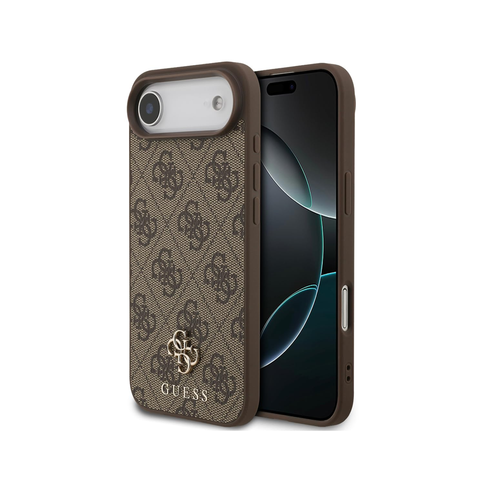 CG MOBILE Guess Protective Case Designed for iPhone 17 Air |Magnetic Compatible|4G Pu Leather Case with Small 4G & Classic Metal Logos -Brown