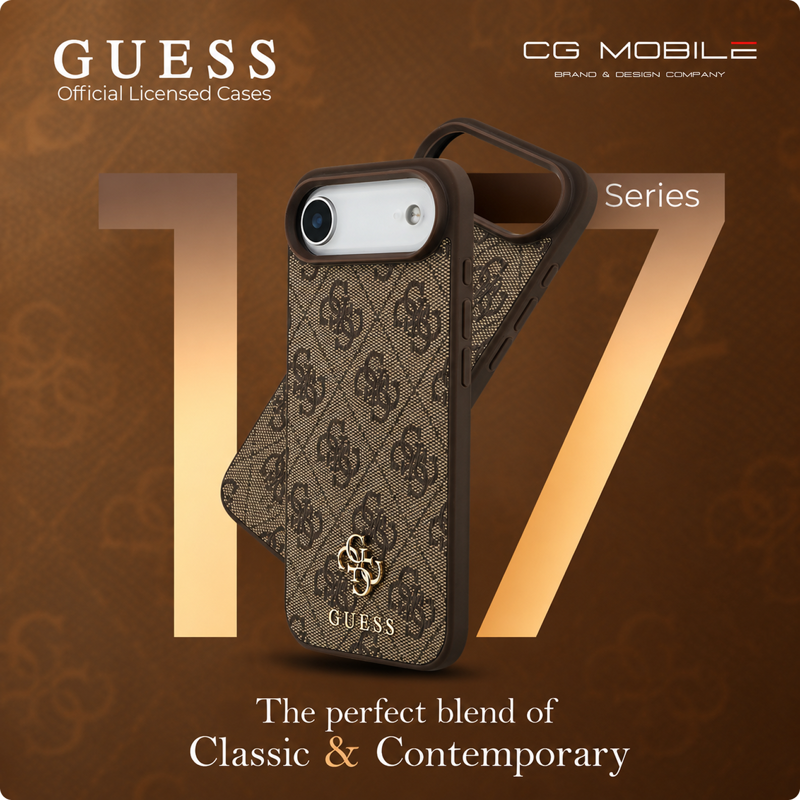 CG MOBILE Guess Protective Case Designed for iPhone 17 Air |Magnetic Compatible|4G Pu Leather Case with Small 4G & Classic Metal Logos -Brown