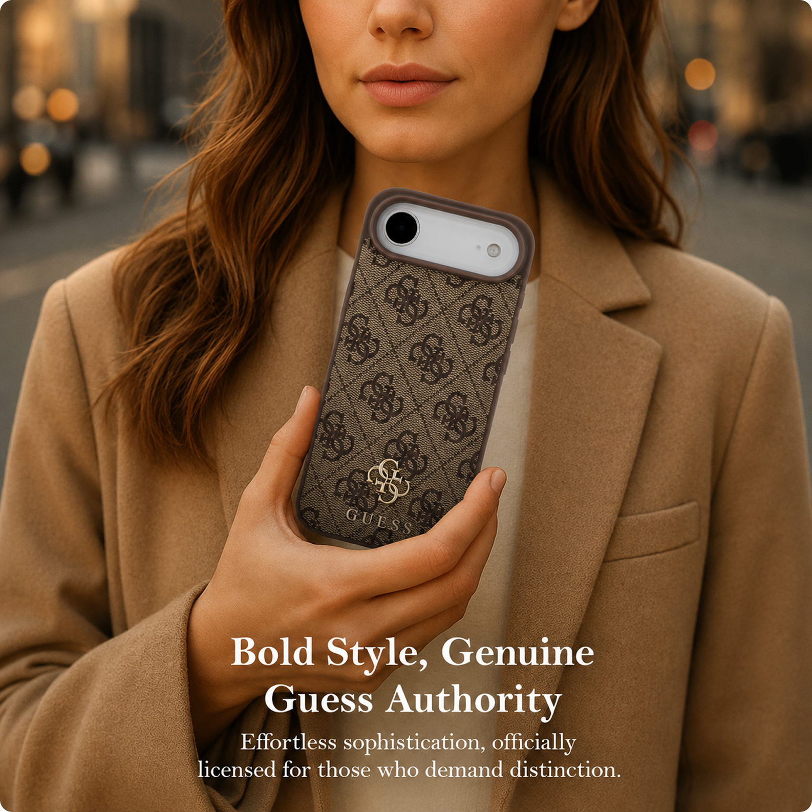 CG MOBILE Guess Protective Case Designed for iPhone 17 Air |Magnetic Compatible|4G Pu Leather Case with Small 4G & Classic Metal Logos -Brown