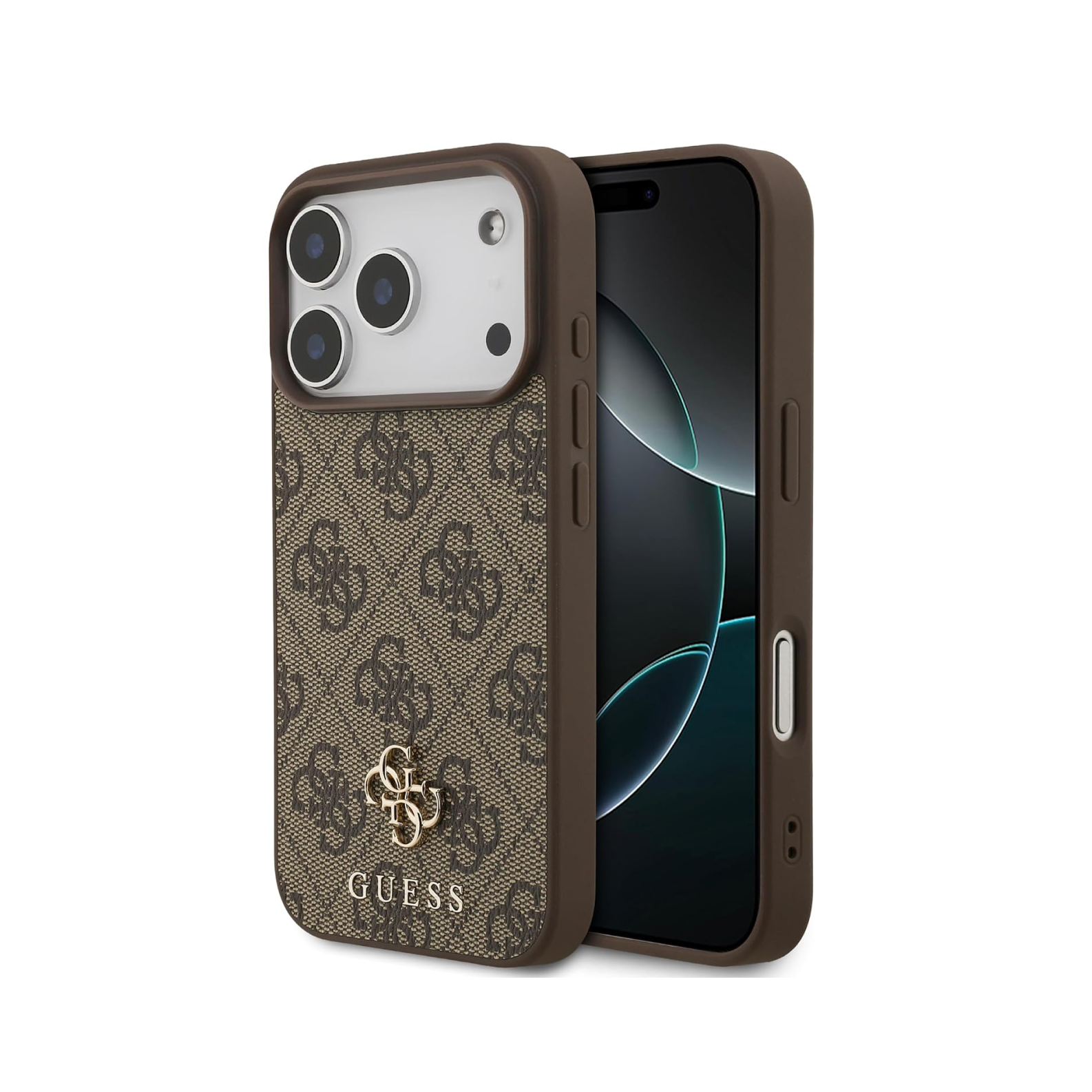 CG MOBILE Guess [Official Licensed], Protective Case Designed for iPhone 18 Pro Max | Magnetic Compatible| 4G PU Leather Case with Small 4G & Classic Metal Logos - Brown