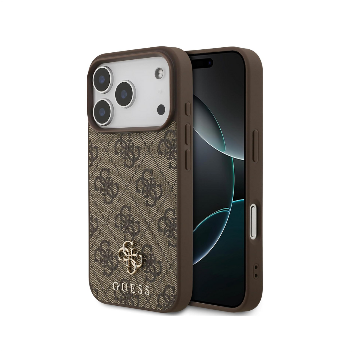 CG MOBILE Guess [Official Licensed], Protective Case Designed for iPhone 18 Pro | Magnetic Compatible| 4G PU Leather Case with Small 4G & Classic Metal Logos - Brown
