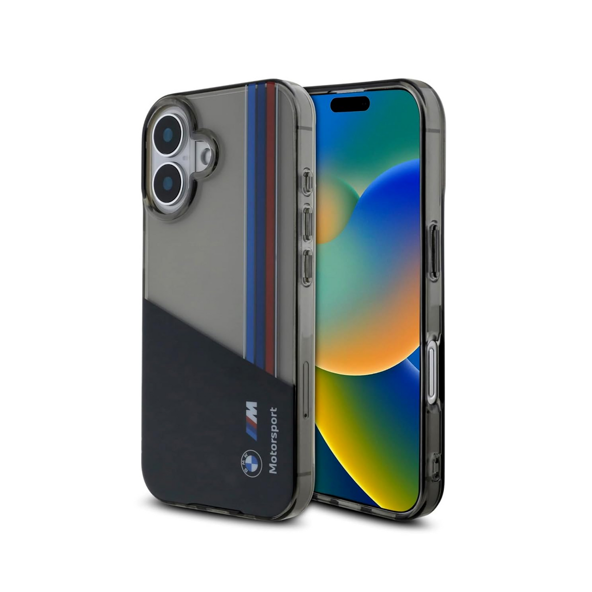 CG MOBILE BMW Phone Case [Official Licensed] Motorsport Collection|IML Printed Case with Vertical Stripes Protective Case/Cover Compatible with iPhone 16 Plus(6.7-Inch)(2024)-Black