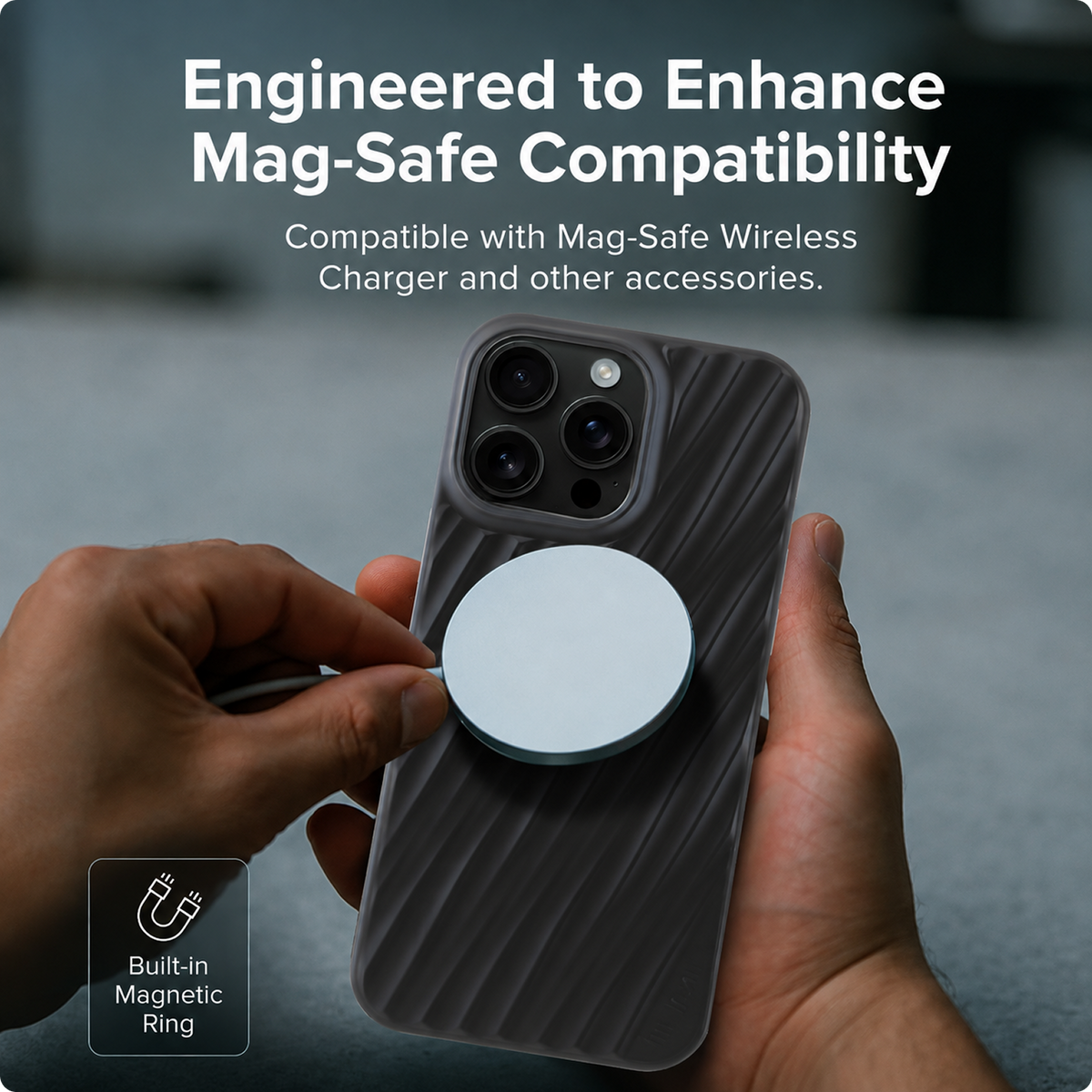 CG MOBILE Tumi Phone Case [Official Licensed] Magnetic Compatible |PC/TPU 19 Degree Transparent Protective Case/Cover Compatible with iPhone 16 Pro (6.3-Inch) 2024 - Matte Black