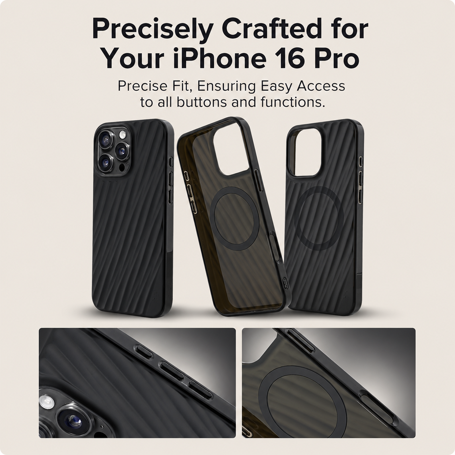 CG MOBILE Tumi Phone Case [Official Licensed] Magnetic Compatible |PC/TPU 19 Degree Transparent Protective Case/Cover Compatible with iPhone 16 Pro (6.3-Inch) 2024 - Matte Black