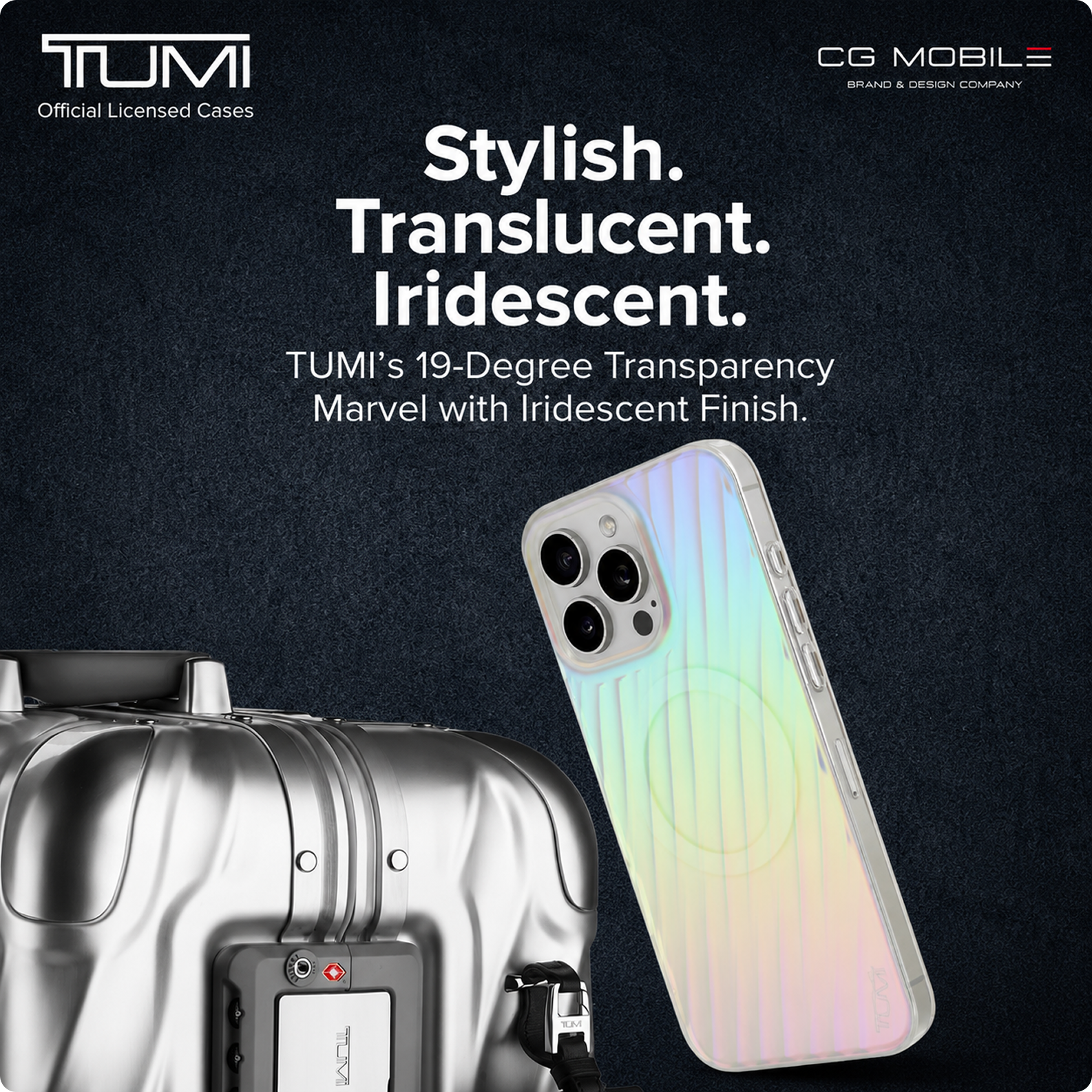 CG MOBILE Tumi Phone Case [Official Licensed] Magnetic Compatible |PC/TPU 19 Degree Transparent Protective Case/Cover Compatible with iPhone 16 Pro (6.3-Inch) 2024 - Matte Iridescent
