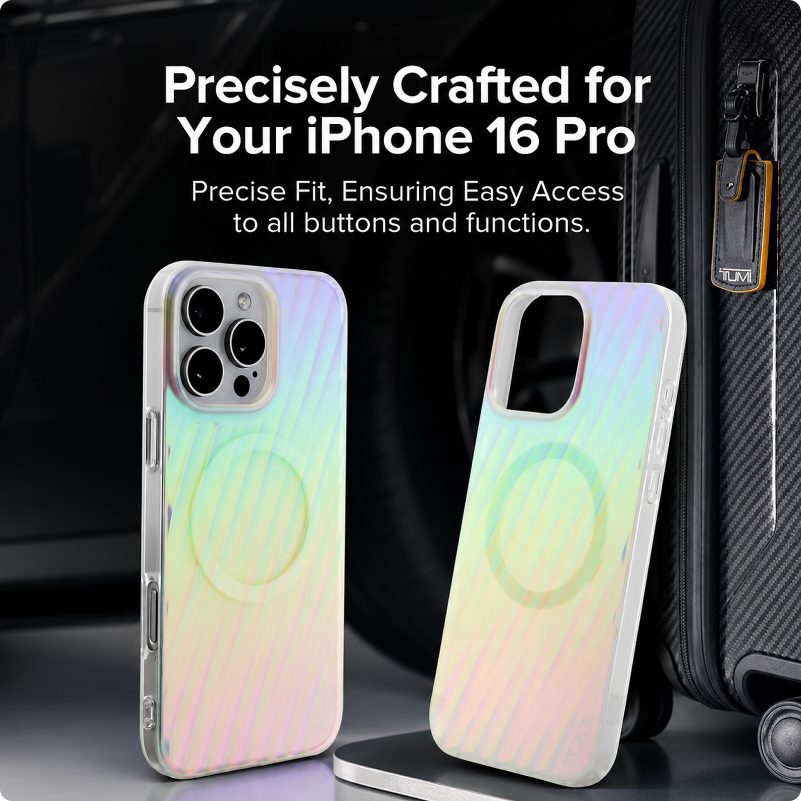 CG MOBILE Tumi Phone Case [Official Licensed] Magnetic Compatible |PC/TPU 19 Degree Transparent Protective Case/Cover Compatible with iPhone 16 Pro (6.3-Inch) 2024 - Matte Iridescent
