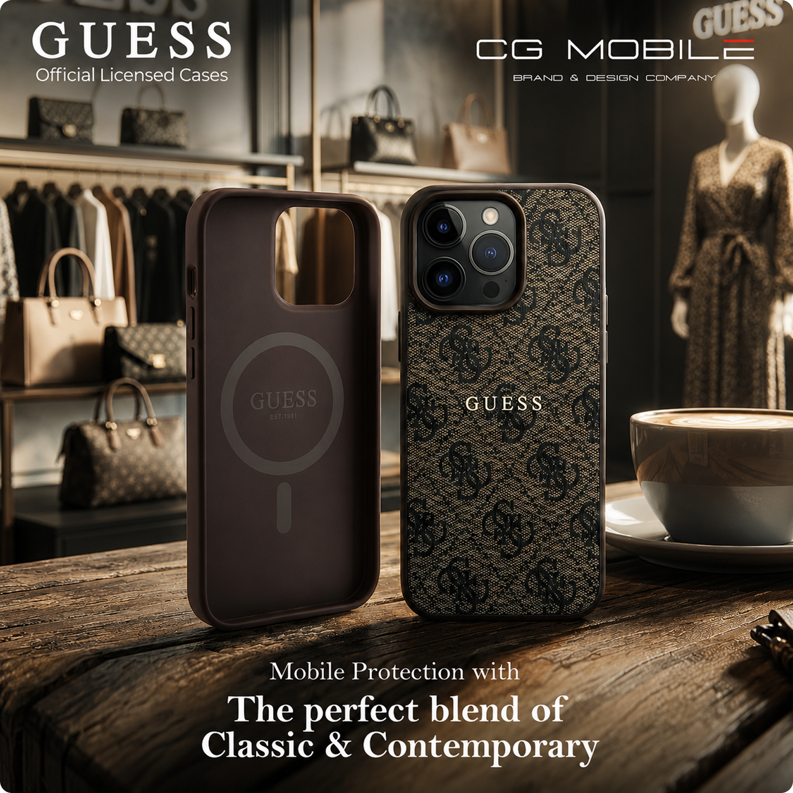 GUESS [Official Licensed by CG Mobile Protective Case Designed for iPhone 16 Pro Max |Magnetic Compatible|4G PU Leather Case with Classic Metal Logo - Brown