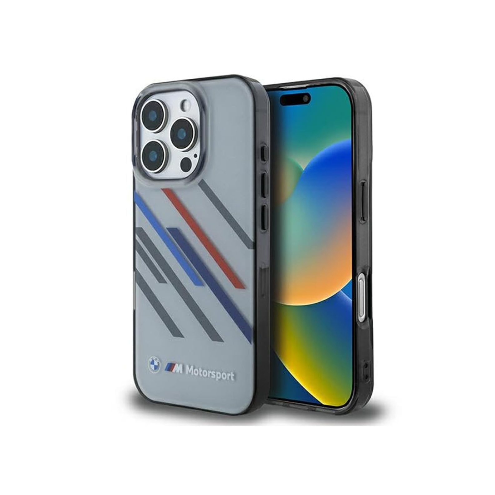 CG MOBILE BMW [Official Licensed], Protective Case Designed for iPhone 16 Pro Max |Motorsport | IML Printed Case Random Stripes - Grey