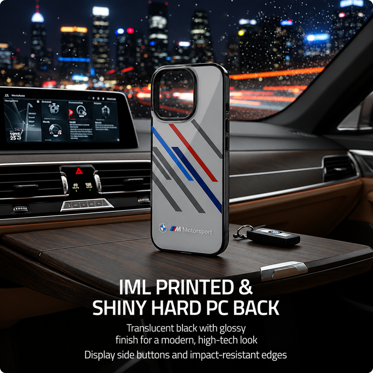 CG MOBILE BMW [Official Licensed], Protective Case Designed for iPhone 16 Pro Max |Motorsport | IML Printed Case Random Stripes - Grey