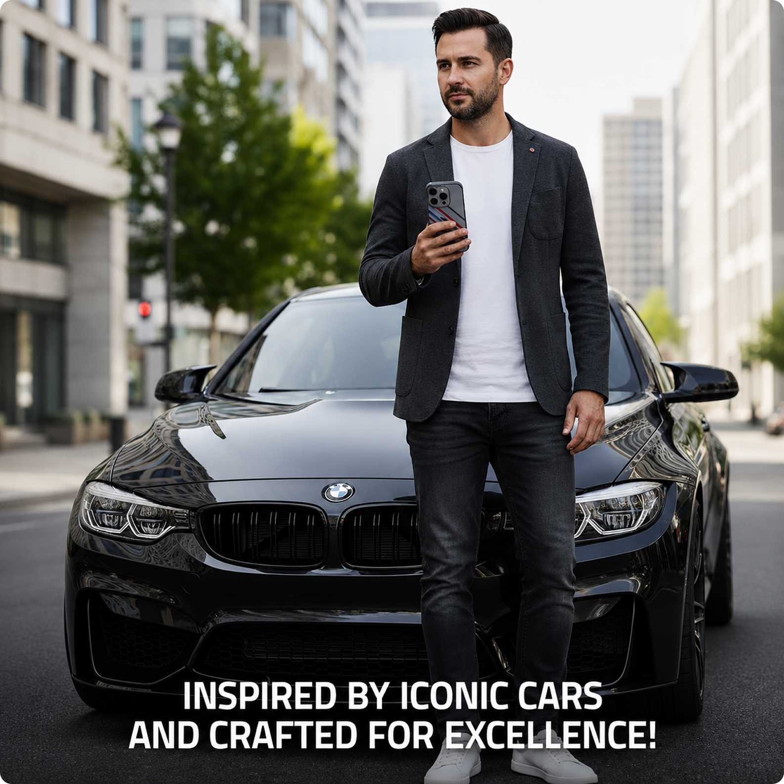 CG MOBILE BMW [Official Licensed], Protective Case Designed for iPhone 16 Pro Max |Motorsport | IML Printed Case Random Stripes - Grey