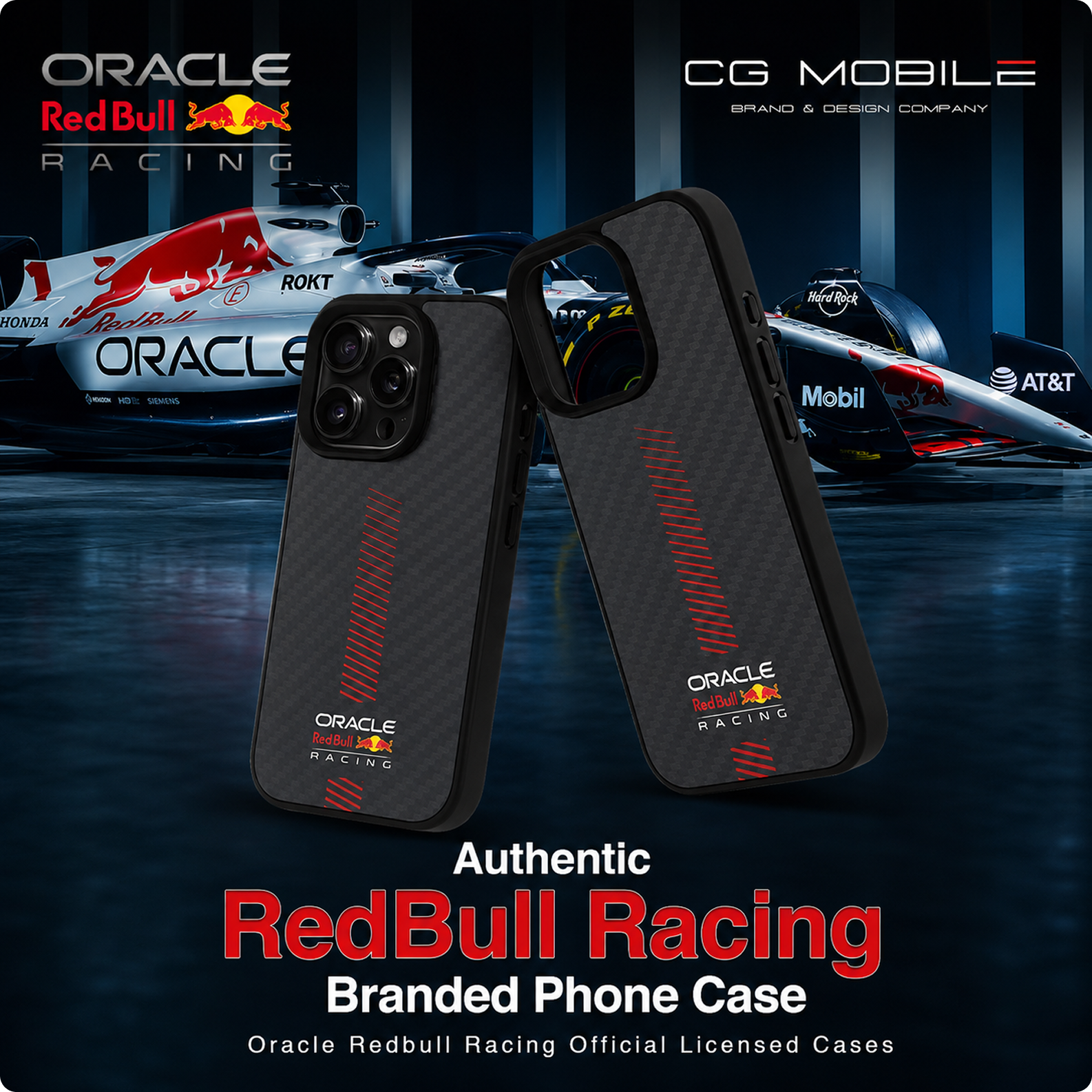 CG MOBILE REDBULL Racing [Official Licensed] Protective Case Compatible with iPhone 16 Pro Max | Magnetic Compatible | Real Carbon Fiber Case - Black
