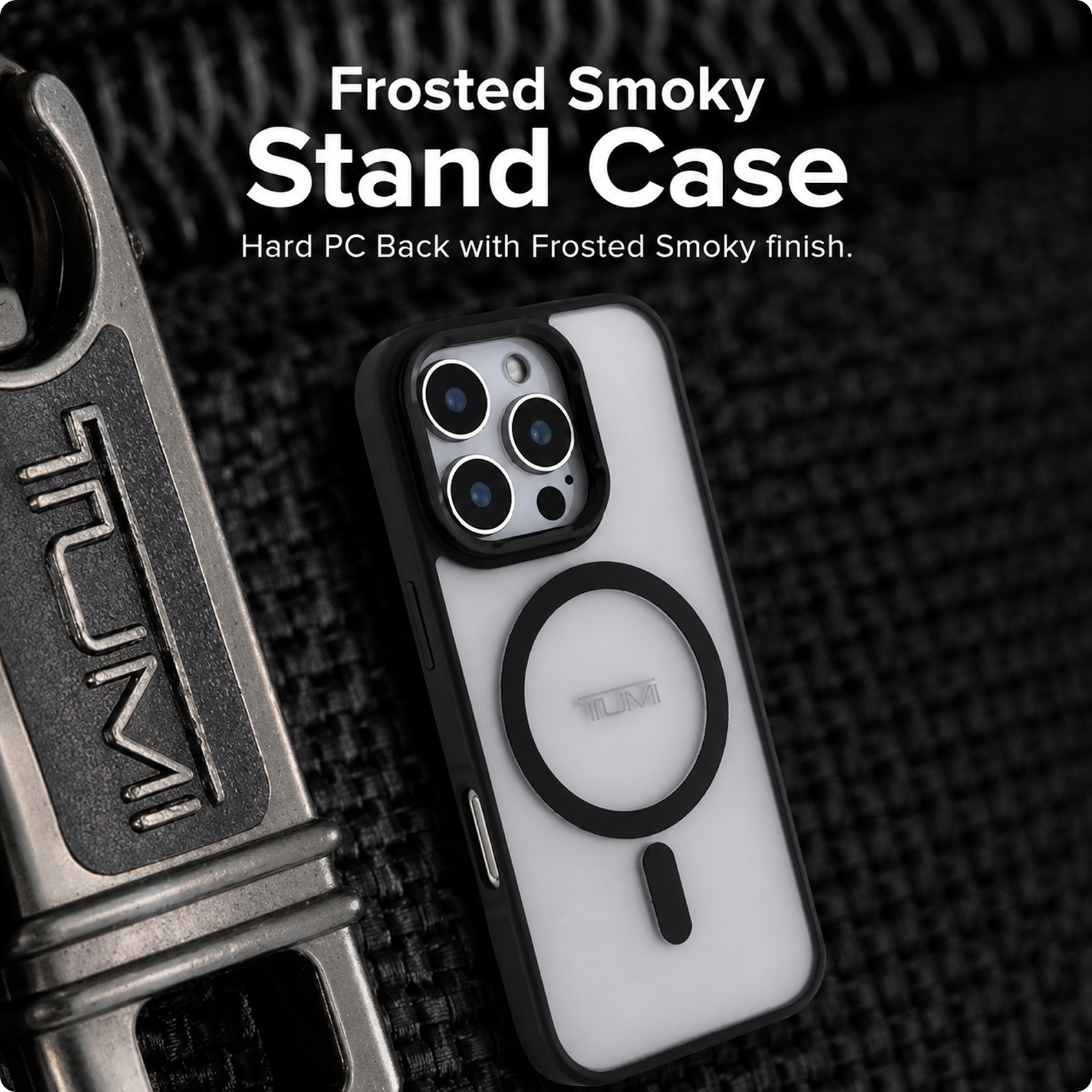 CG MOBILE Tumi Phone Case [Official Licensed] Magnetic Compatible | Frosted Case with Stand Function Protective Case Designed for iPhone 16 Pro Max (6.9-Inch) 2024 - Black