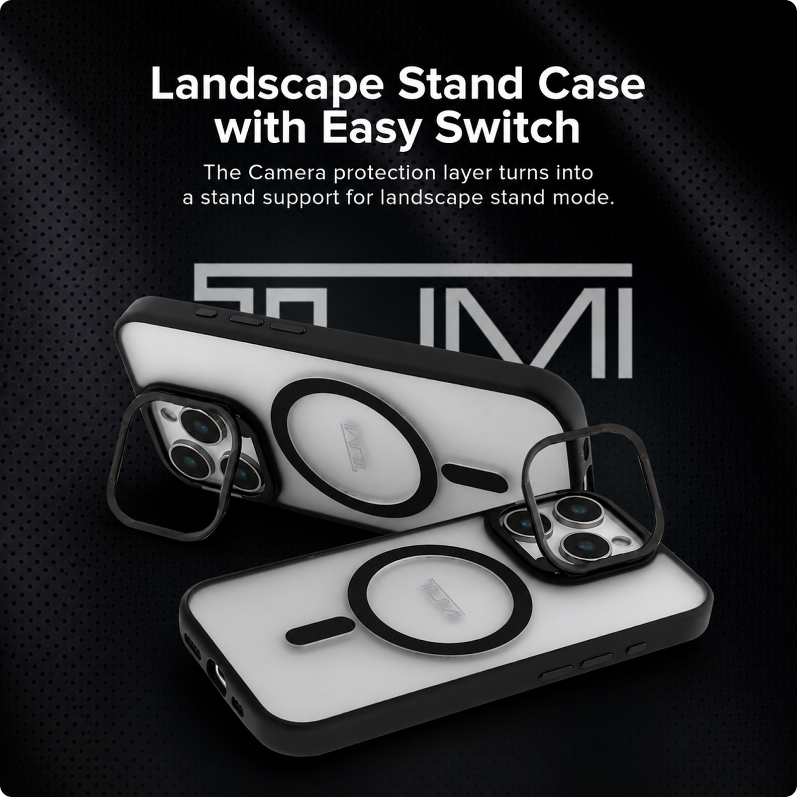 CG MOBILE Tumi Phone Case [Official Licensed] Magnetic Compatible | Frosted Case with Stand Function Protective Case Designed for iPhone 16 Pro Max (6.9-Inch) 2024 - Black