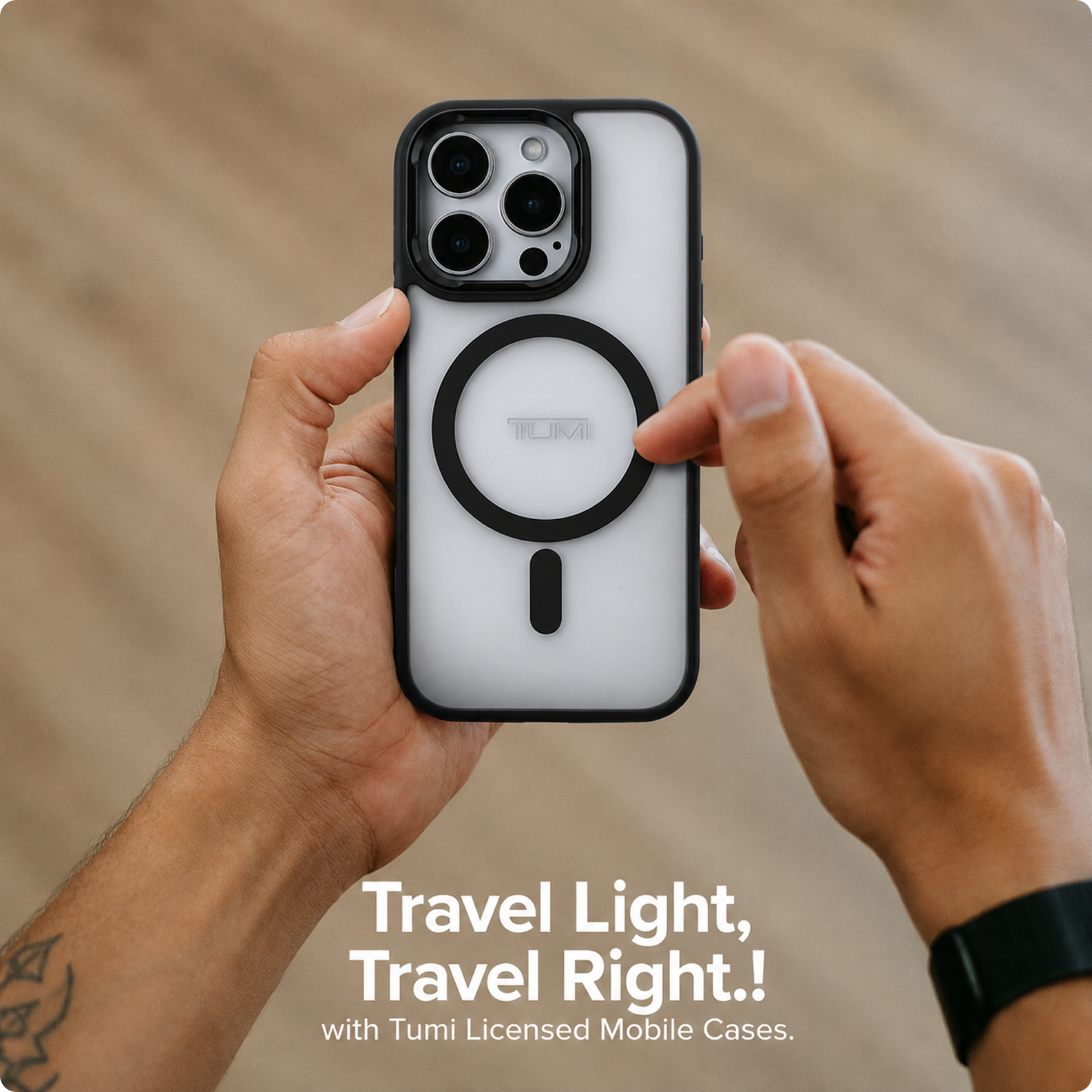CG MOBILE Tumi Phone Case [Official Licensed] Magnetic Compatible | Frosted Case with Stand Function Protective Case Designed for iPhone 16 Pro Max (6.9-Inch) 2024 - Black