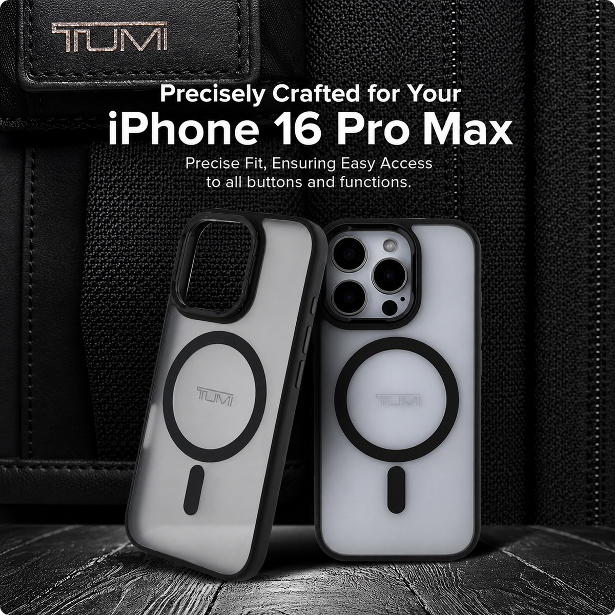 CG MOBILE Tumi Phone Case [Official Licensed] Magnetic Compatible | Frosted Case with Stand Function Protective Case Designed for iPhone 16 Pro Max (6.9-Inch) 2024 - Black