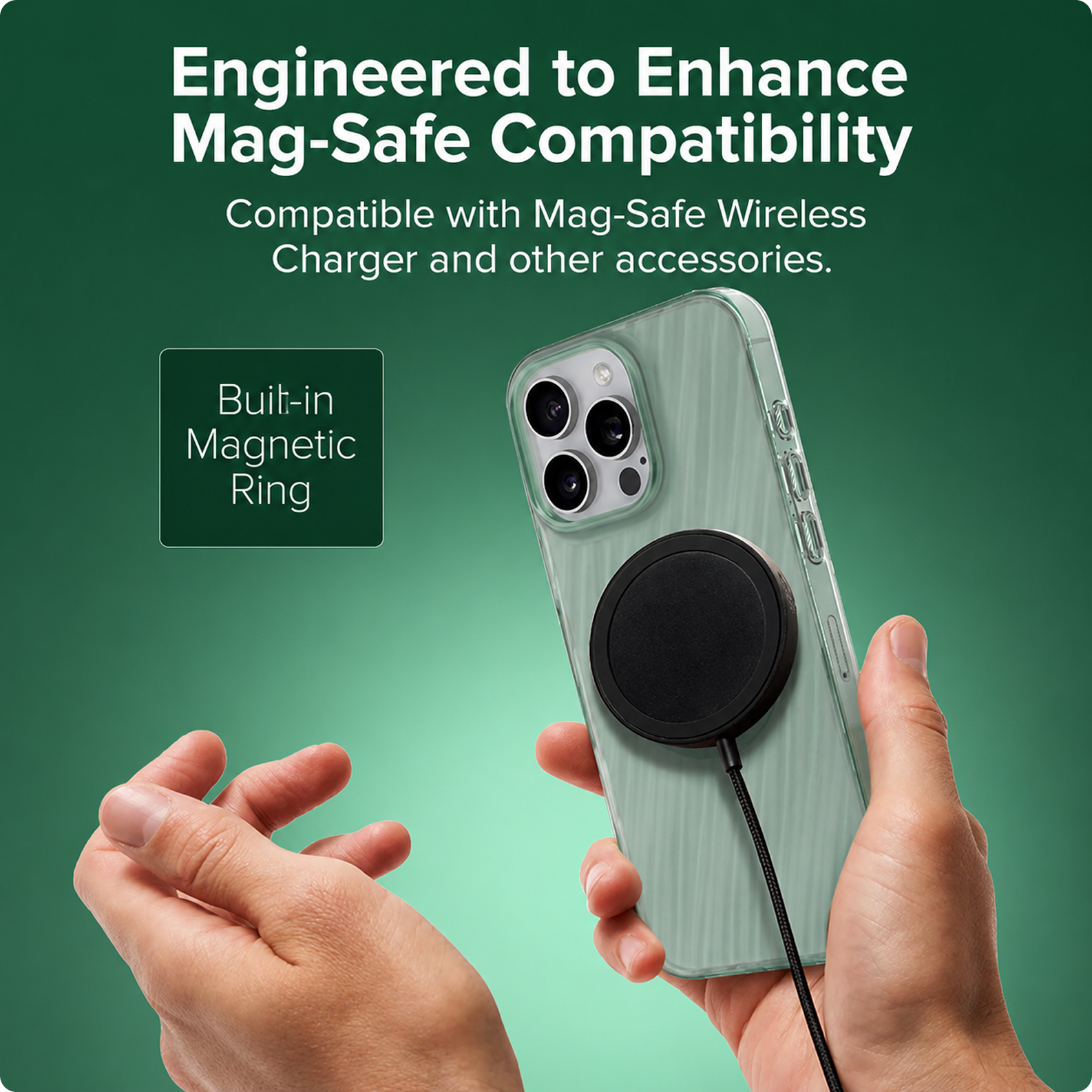 CG MOBILE Tumi Phone Case [Official Licensed] Magnetic Compatible |PC/TPU 19 Degree Transparent Protective Case/Cover Compatible with iPhone 16 Pro Max (2024) - Matte Sea Glass Green