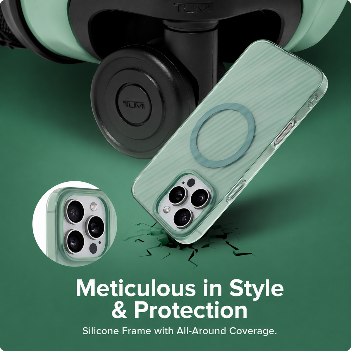CG MOBILE Tumi Phone Case [Official Licensed] Magnetic Compatible |PC/TPU 19 Degree Transparent Protective Case/Cover Compatible with iPhone 16 Pro Max (2024) - Matte Sea Glass Green