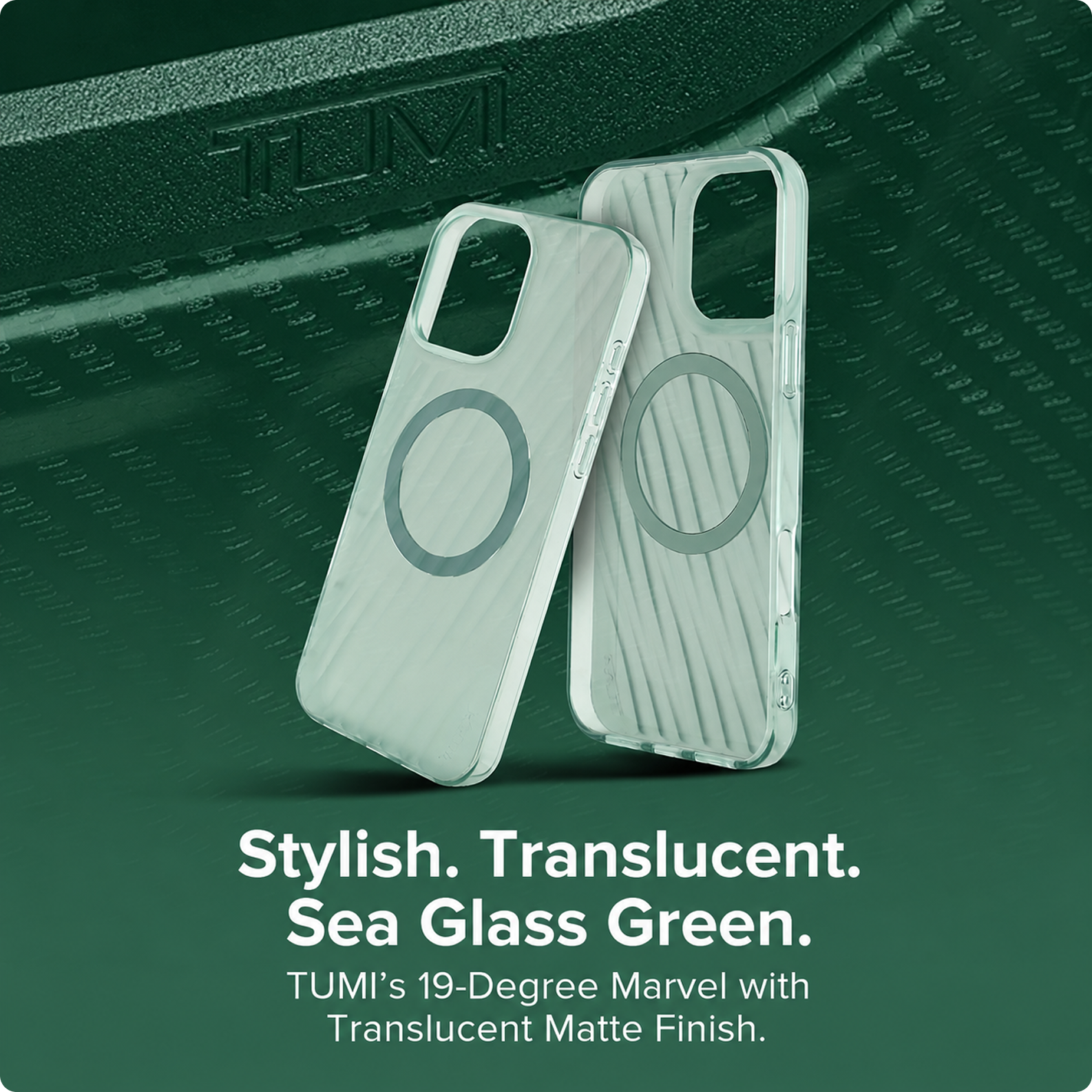 CG MOBILE Tumi Phone Case [Official Licensed] Magnetic Compatible |PC/TPU 19 Degree Transparent Protective Case/Cover Compatible with iPhone 16 Pro Max (2024) - Matte Sea Glass Green