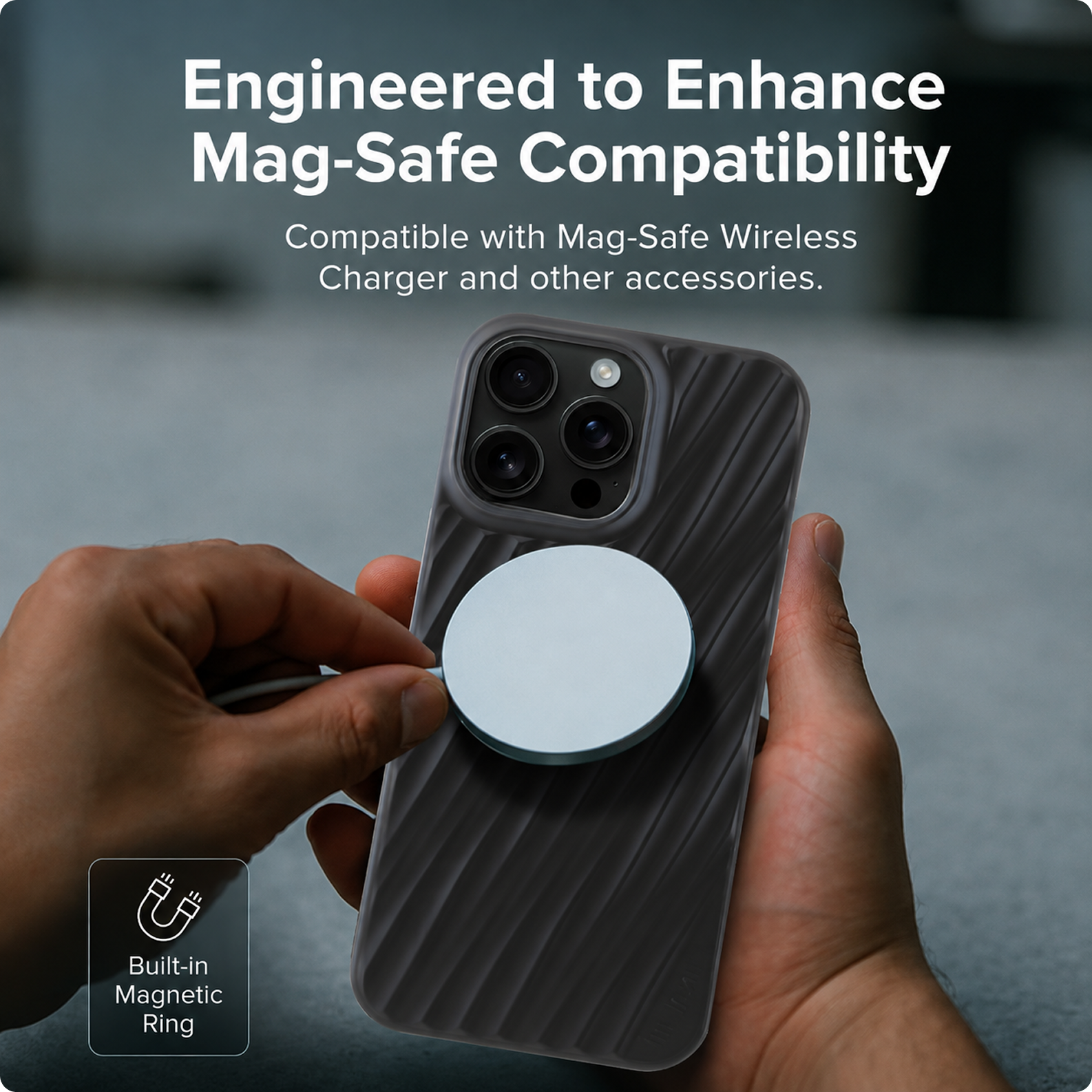 CG MOBILE Tumi Phone Case [Official Licensed] Magnetic Compatible |PC/TPU 19 Degree Transparent Protective Case/Cover Compatible with iPhone 16 ProMax (6.7-Inch) 2024 - Matte Black