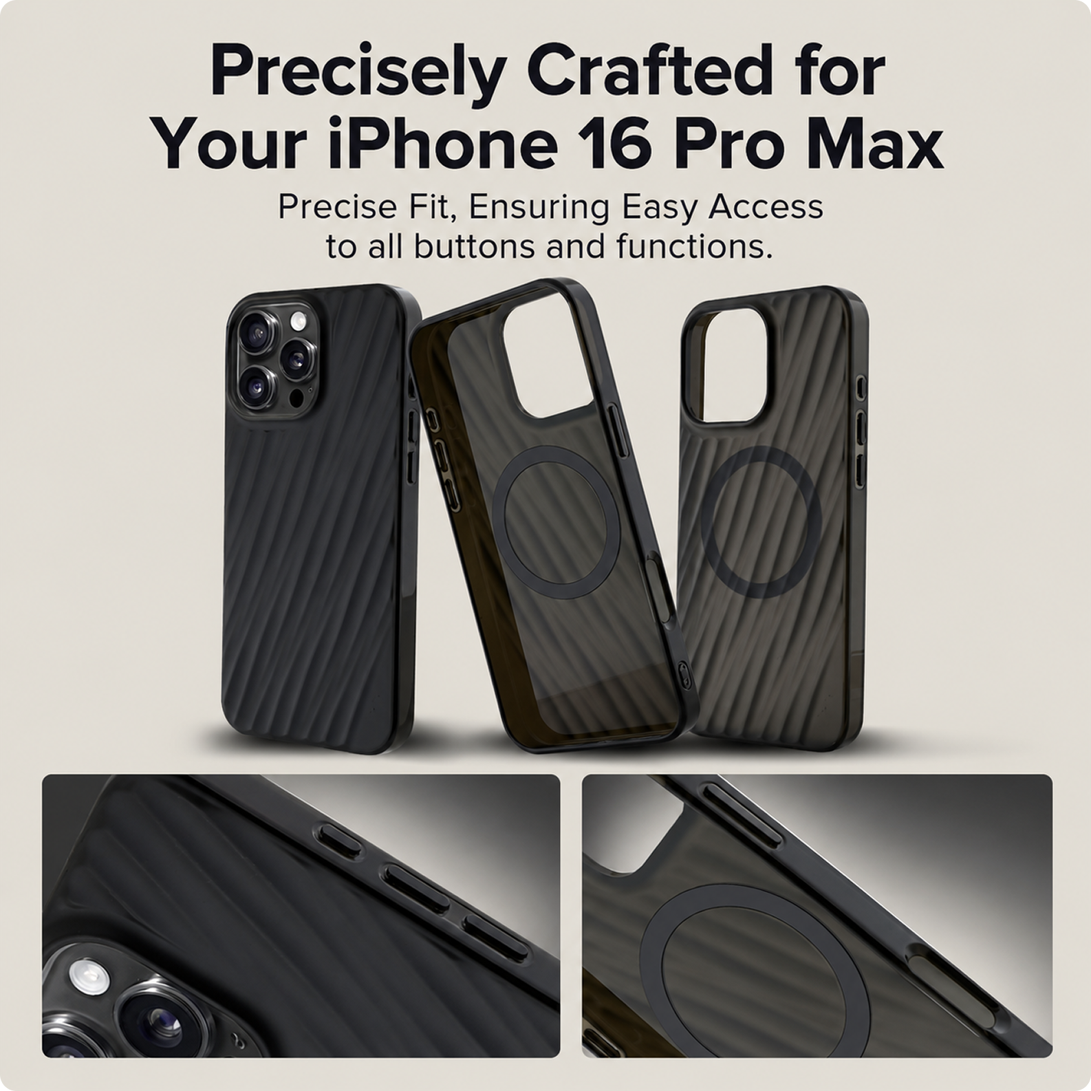 CG MOBILE Tumi Phone Case [Official Licensed] Magnetic Compatible |PC/TPU 19 Degree Transparent Protective Case/Cover Compatible with iPhone 16 ProMax (6.7-Inch) 2024 - Matte Black