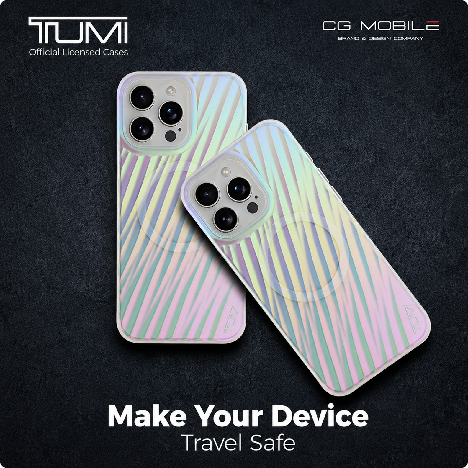 CG MOBILE Tumi Phone Case [Official Licensed] Magnetic Compatible |PC/TPU 19 Degree Transparent Protective Case/Cover Compatible with iPhone 16 Pro Max (6.9-Inch) (2024) - Matte Iridescent