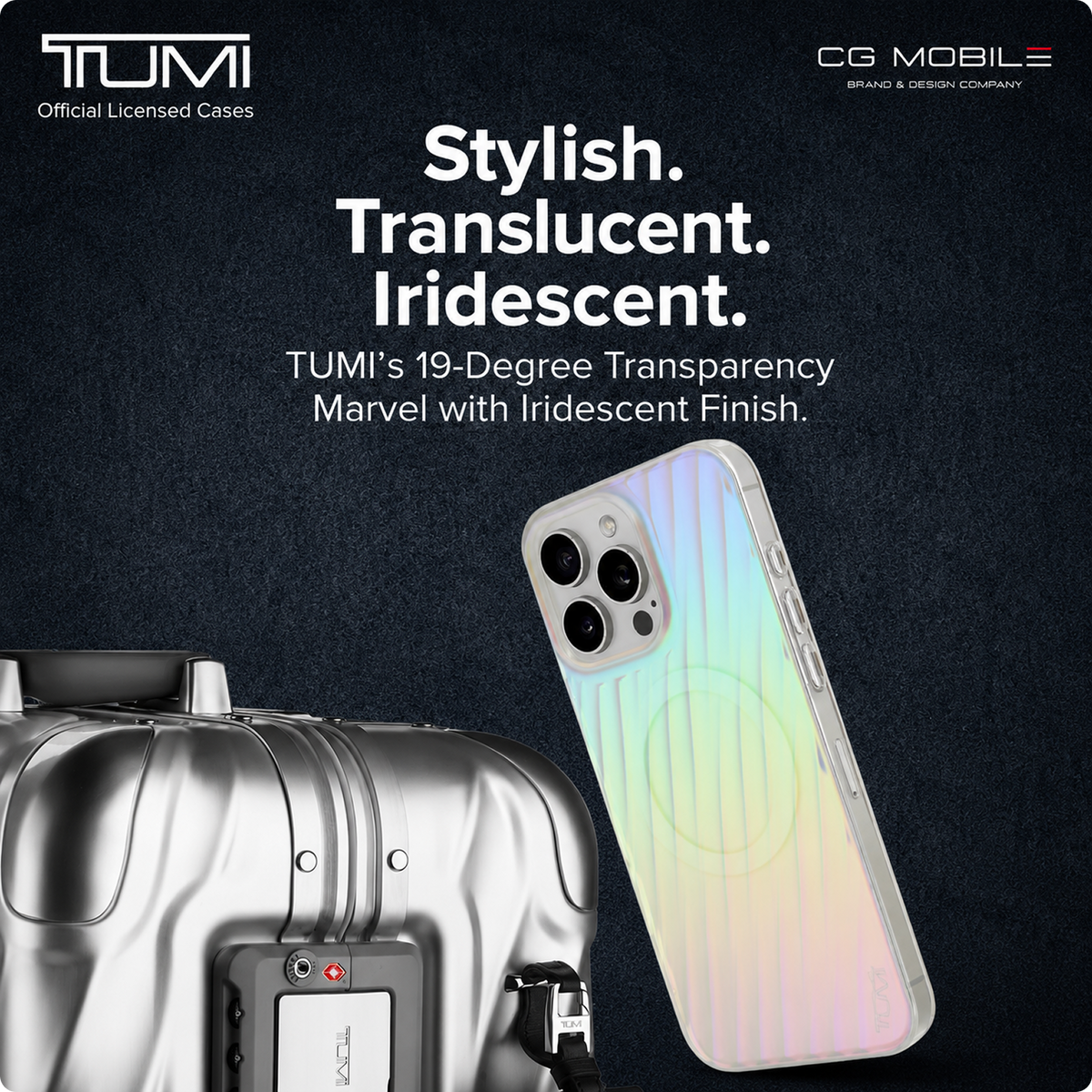 CG MOBILE Tumi Phone Case [Official Licensed] Magnetic Compatible |PC/TPU 19 Degree Transparent Protective Case/Cover Compatible with iPhone 16 Pro Max (6.9-Inch) (2024) - Matte Iridescent