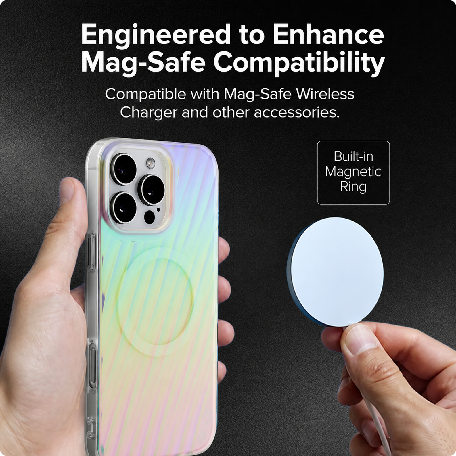 CG MOBILE Tumi Phone Case [Official Licensed] Magnetic Compatible |PC/TPU 19 Degree Transparent Protective Case/Cover Compatible with iPhone 16 Pro Max (6.9-Inch) (2024) - Matte Iridescent