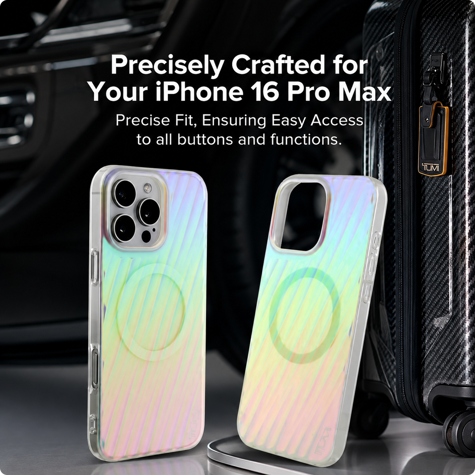 CG MOBILE Tumi Phone Case [Official Licensed] Magnetic Compatible |PC/TPU 19 Degree Transparent Protective Case/Cover Compatible with iPhone 16 Pro Max (6.9-Inch) (2024) - Matte Iridescent