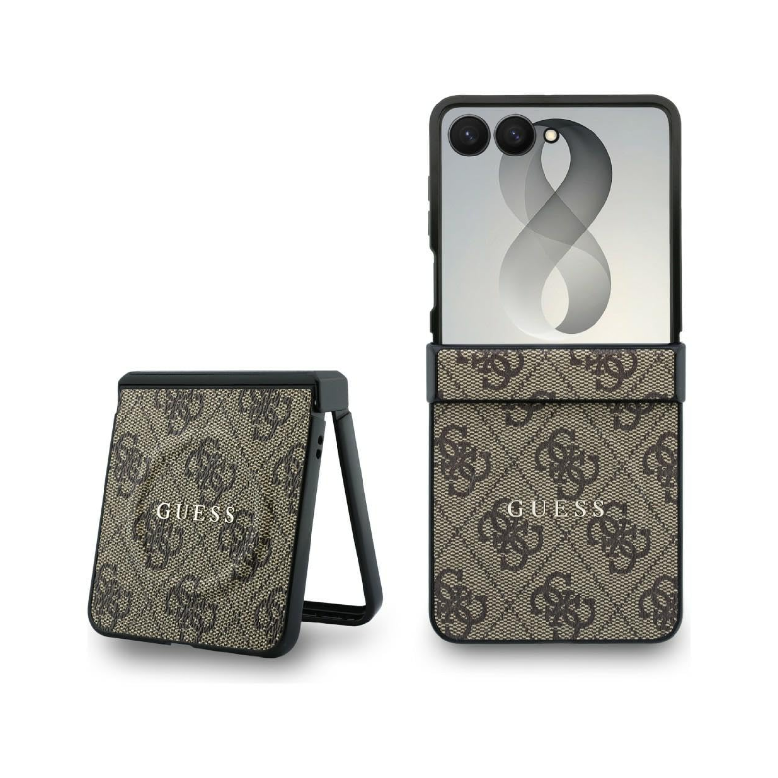 CG MOBILE Guess [Official Licensed], Protective Case Designed for Galaxy Z Flip 8 | Magnetic System| 4G PU Leather Case with Classic Logo - Brown