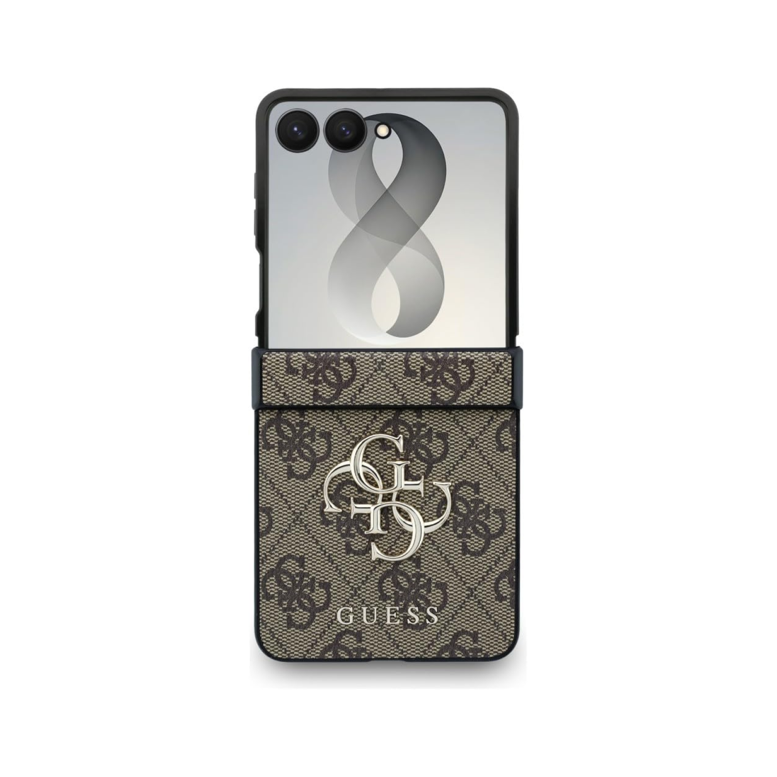 CG MOBILE Guess [Official Licensed], Protective Case Designed for Galaxy Z Flip 8 | 4G PU Case with Big 4G & Classic Metal Logo - Brown