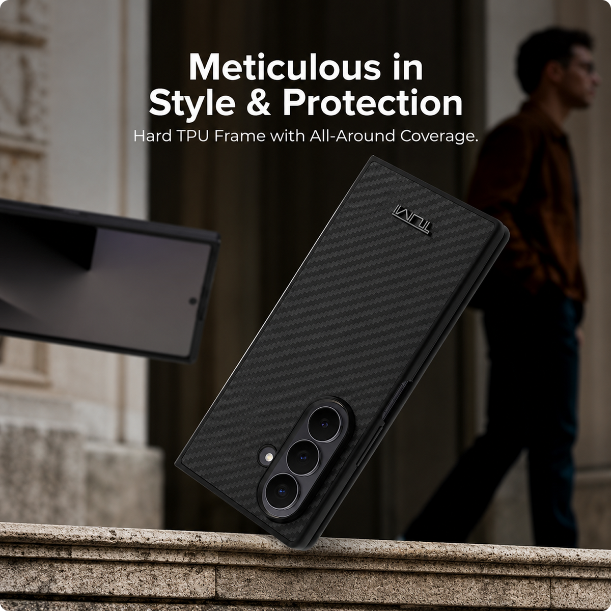 TUMI [Official Licensed] 4G PU Case with Big 4G Logo & Classic Logo Protective Case/Cover Designed for Galaxy Z Fold 7 (2025)