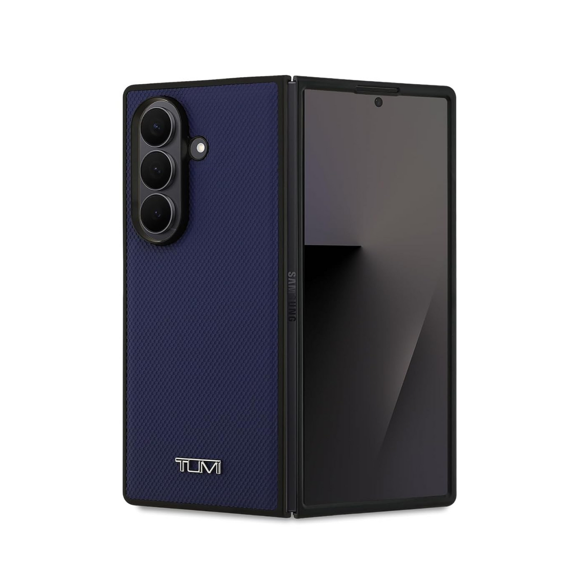 CG MOBILE TUMI [Official Licensed] Magnetic Compatible | Genuine Leather | Embossed Balistic Pattern Protective Case/Cover Designed for Galaxy Z Fold 7 (2025) - Midnight Blue