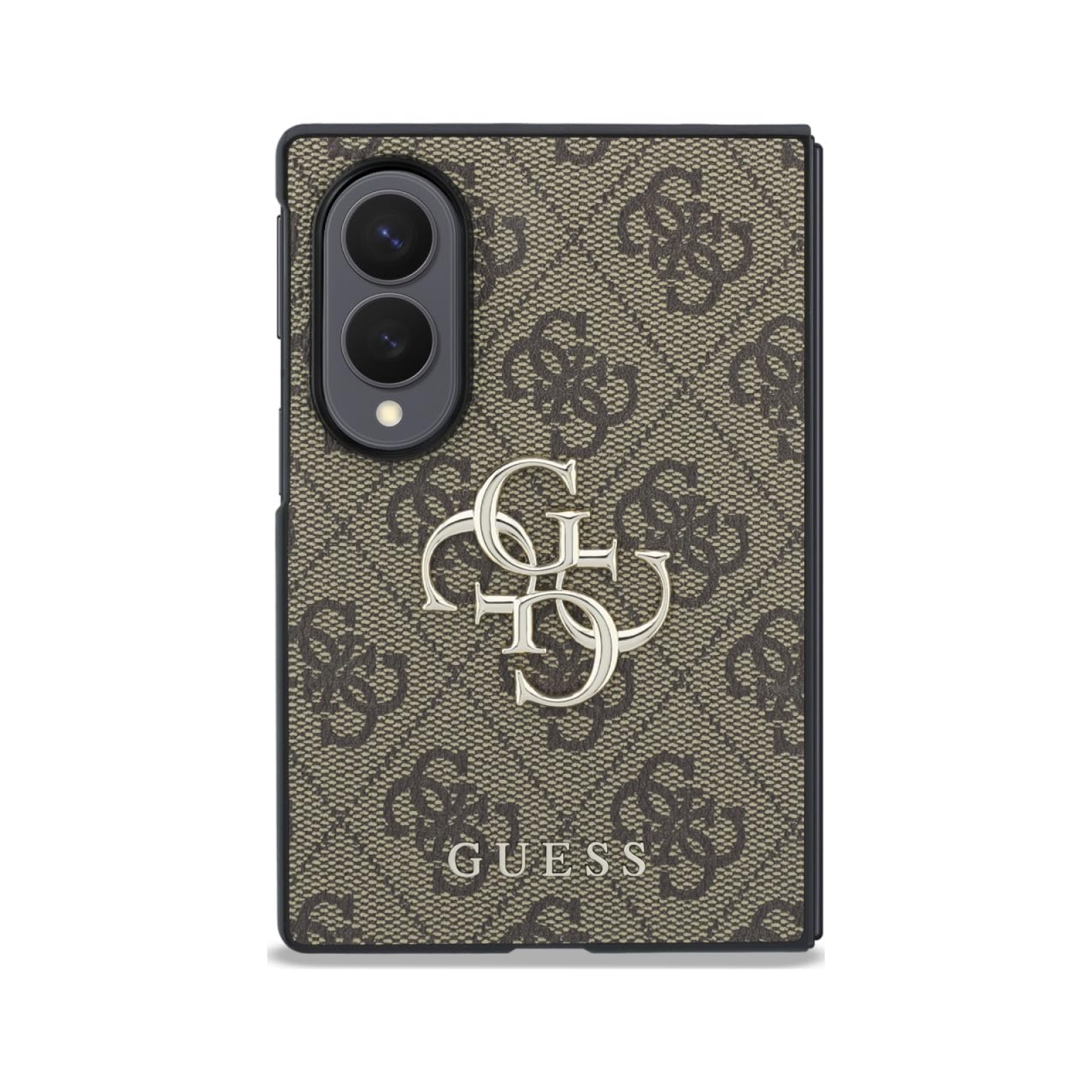 CG MOBILE Guess [Official Licensed], Protective Case Designed for Galaxy Z Fold 8 | 4G PU Case with Big 4G & Classic Metal Logo - Brown