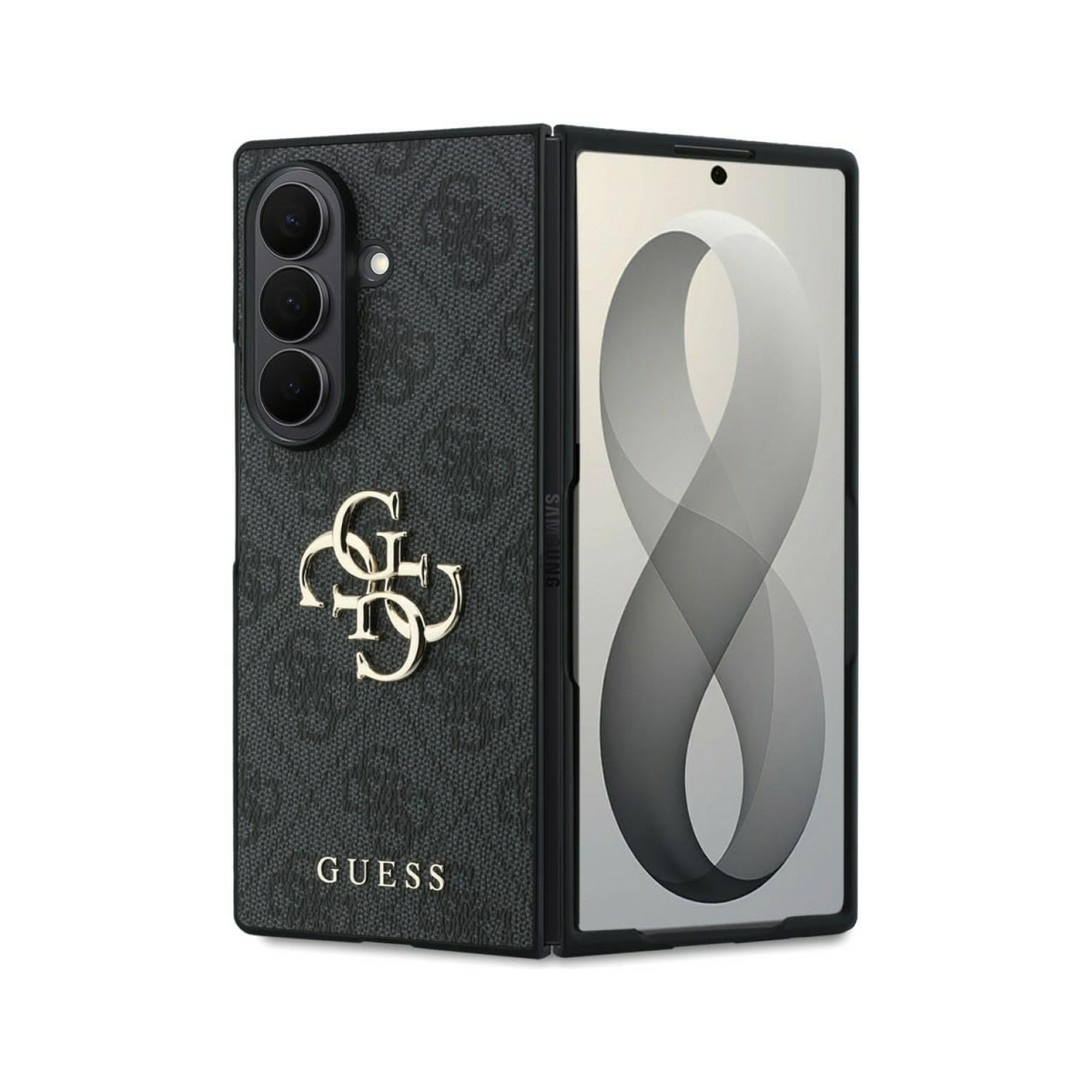 CG MOBILE Guess [Official Licensed], Protective Case Designed for Galaxy Z Fold 8 Ultra | 4G PU Case with Big 4G & Classic Metal Logo - Black