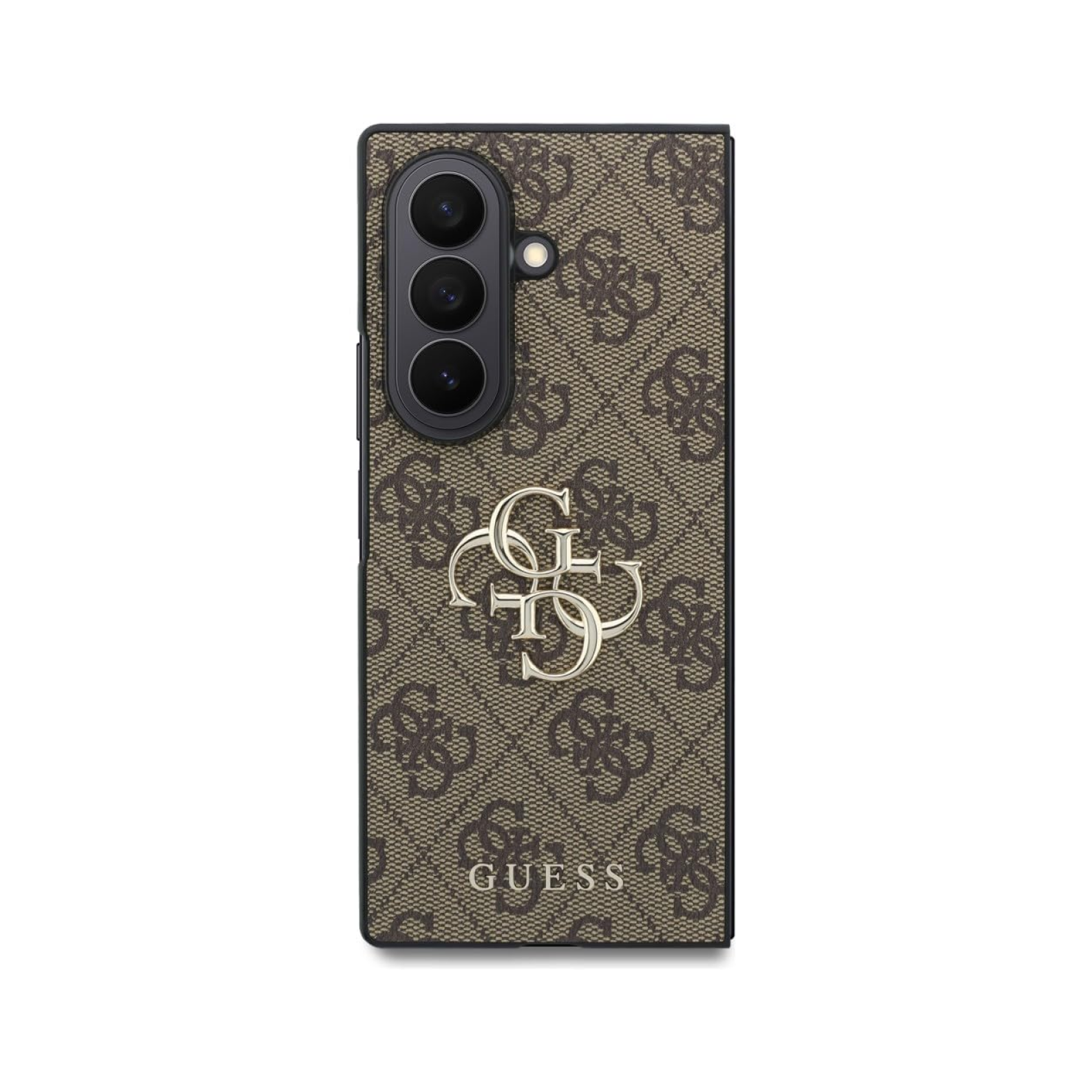 CG MOBILE Guess [Official Licensed], Protective Case Designed for Galaxy Z Fold 8 Ultra | 4G PU Case with Big 4G & Classic Metal Logo - Brown