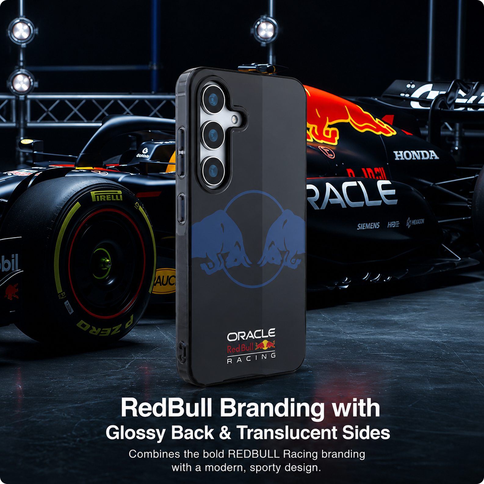 CG MOBILE REDBULL Racing [Official Licensed] IML & Transparent PC Case with Magnetic System & Two Bulls Logo Protective Case/Cover Designed for Galaxy S25 - Navy