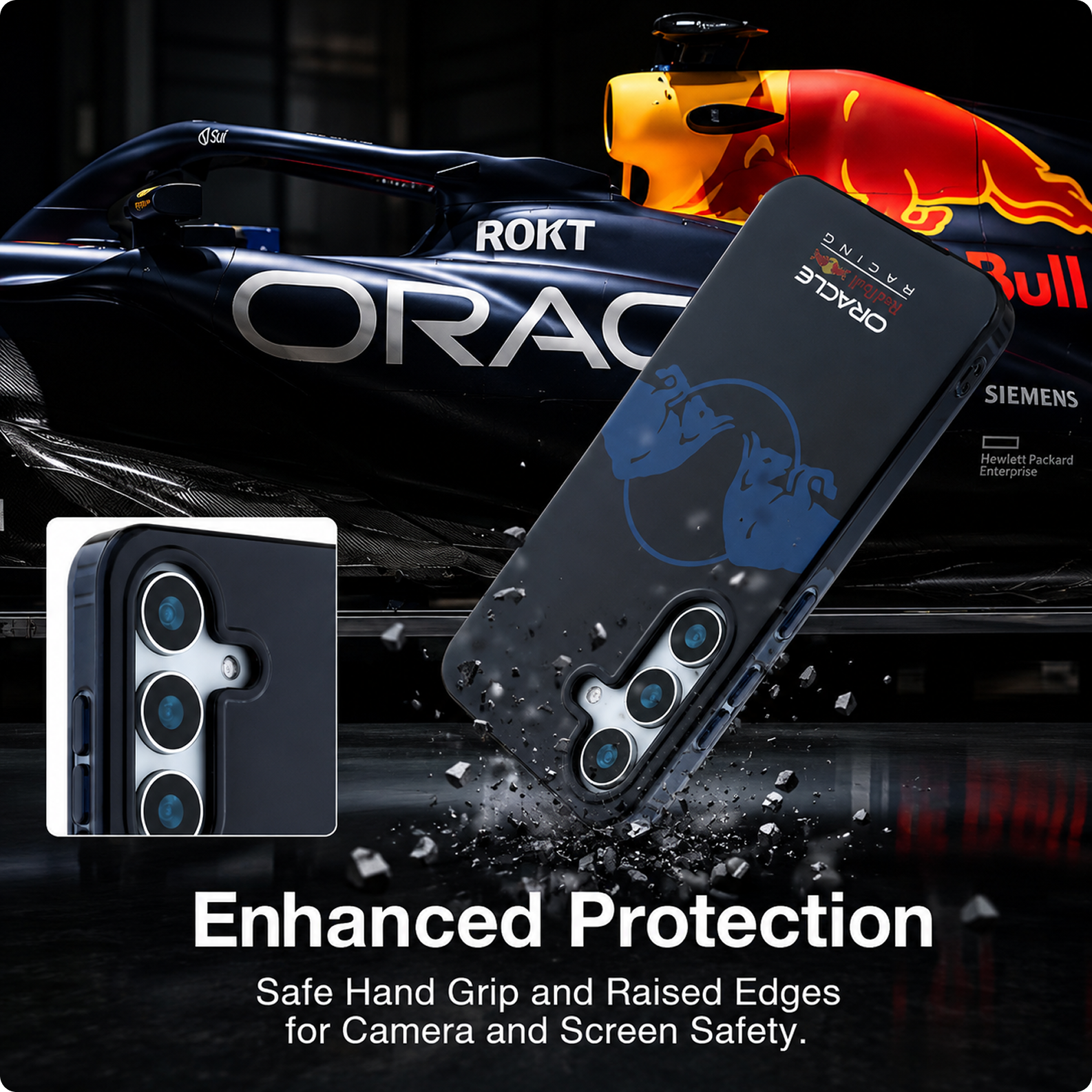 CG MOBILE REDBULL Racing [Official Licensed] IML & Transparent PC Case with Magnetic System & Two Bulls Logo Protective Case/Cover Designed for Galaxy S25 - Navy